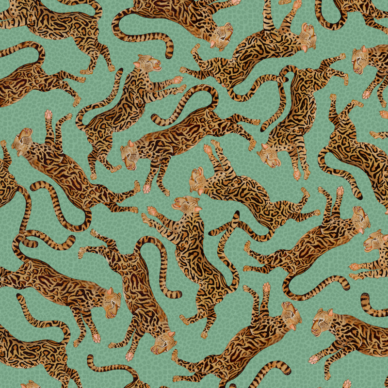 Cheetah Kings Outdoor Fabric - Jade