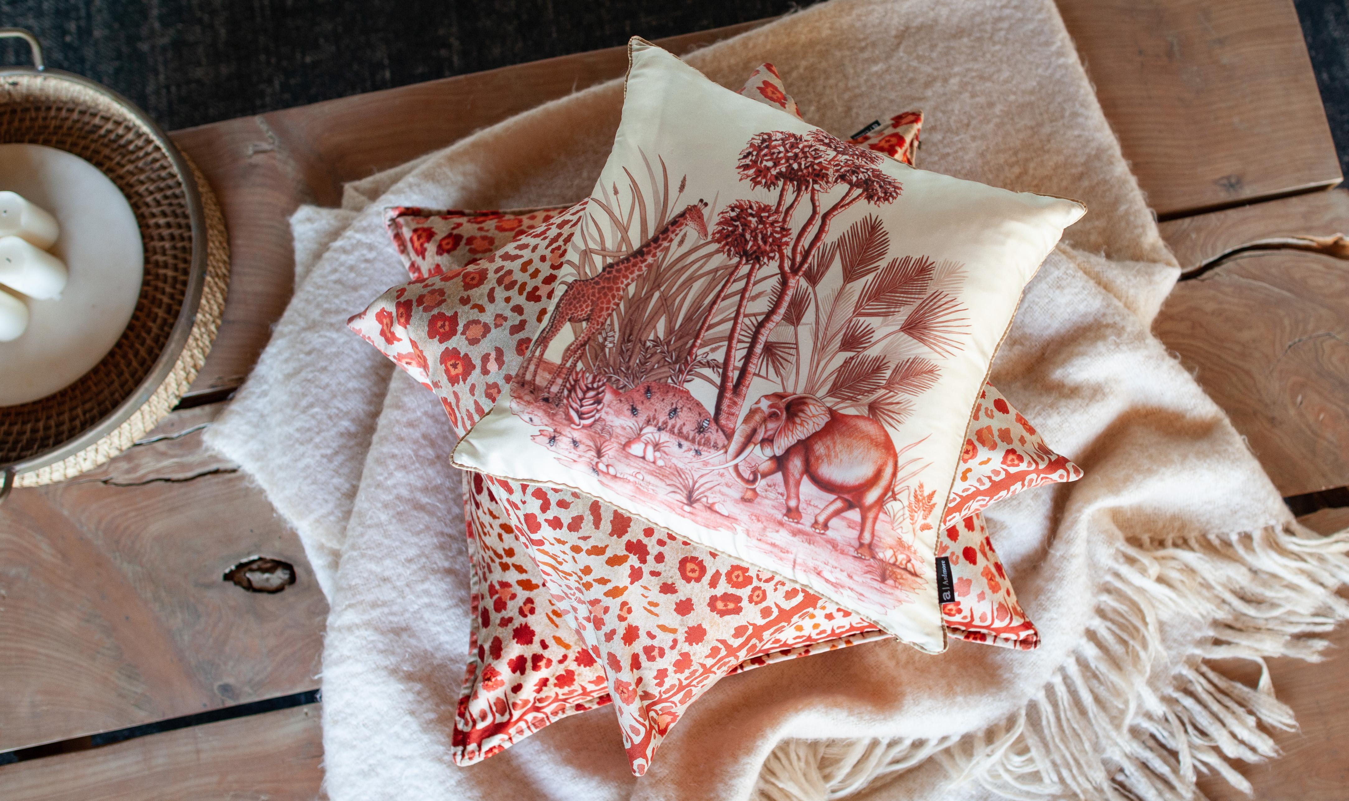Safari Spot Pillow - Velvet - Coral