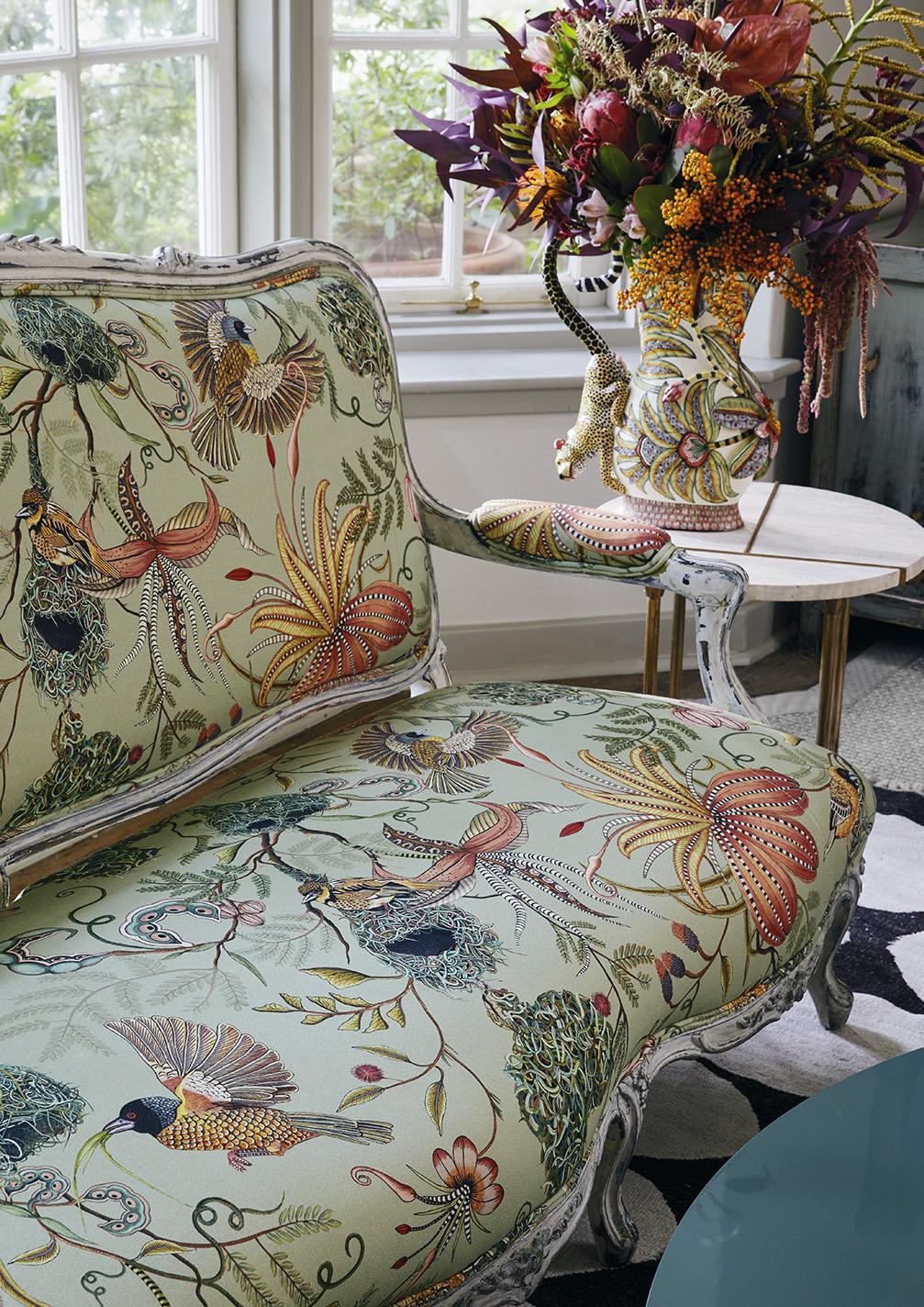 Thanda Nests Fabric - Linen - Delta