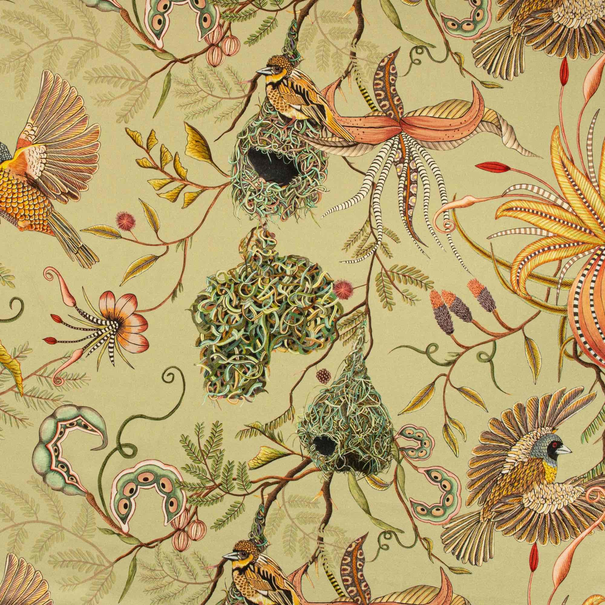 Thanda Nests Fabric - Linen - Delta