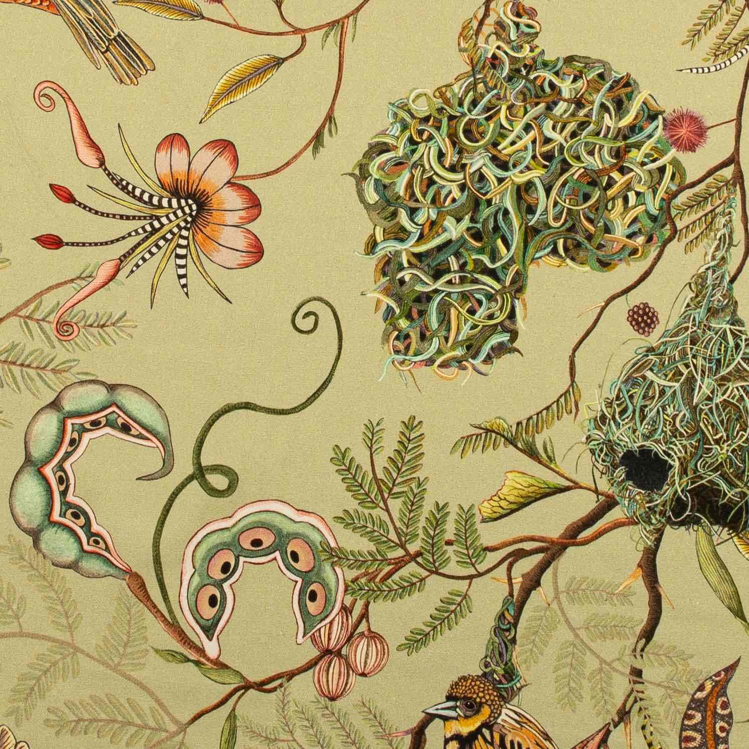 Thanda Nests Fabric - Linen - Delta