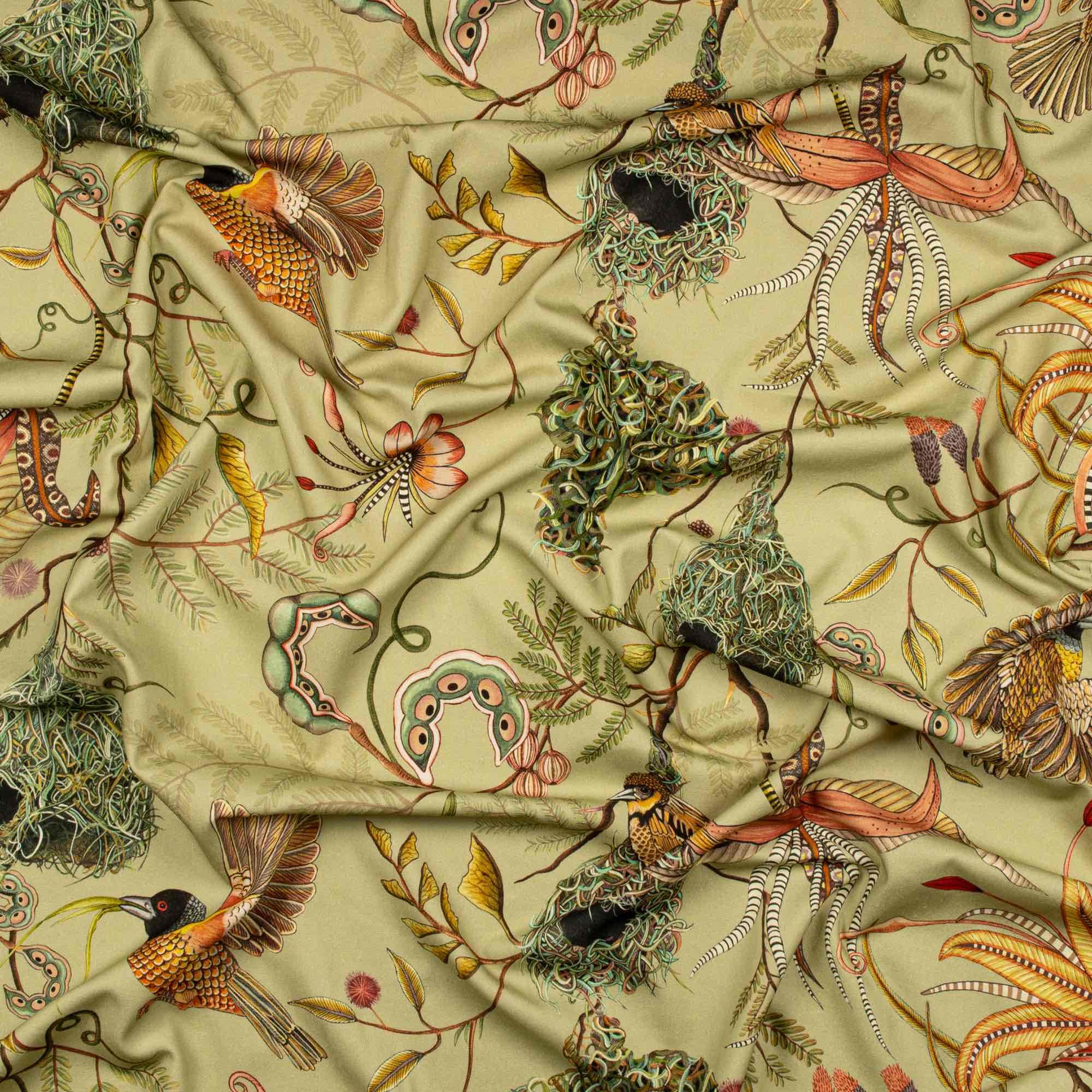 Thanda Nests Fabric - Linen - Delta