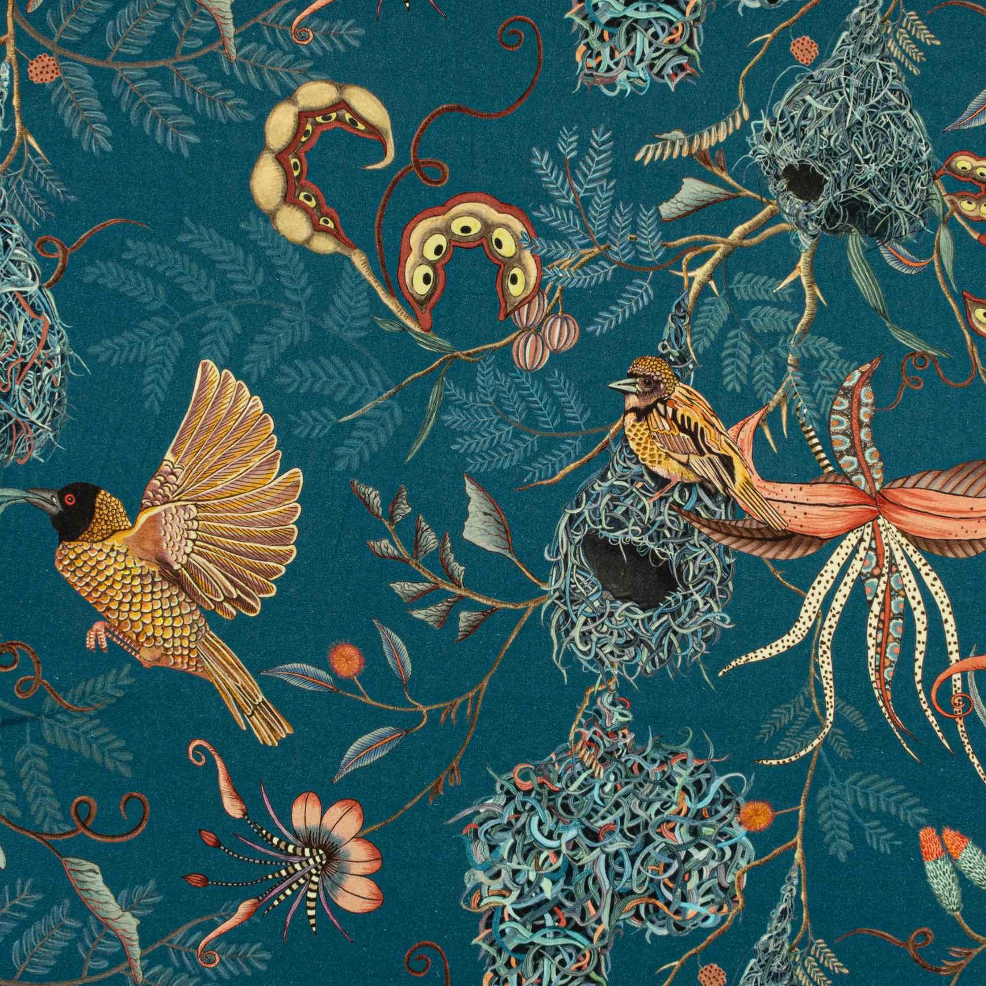 Thanda Nests Fabric - Linen - Midnight