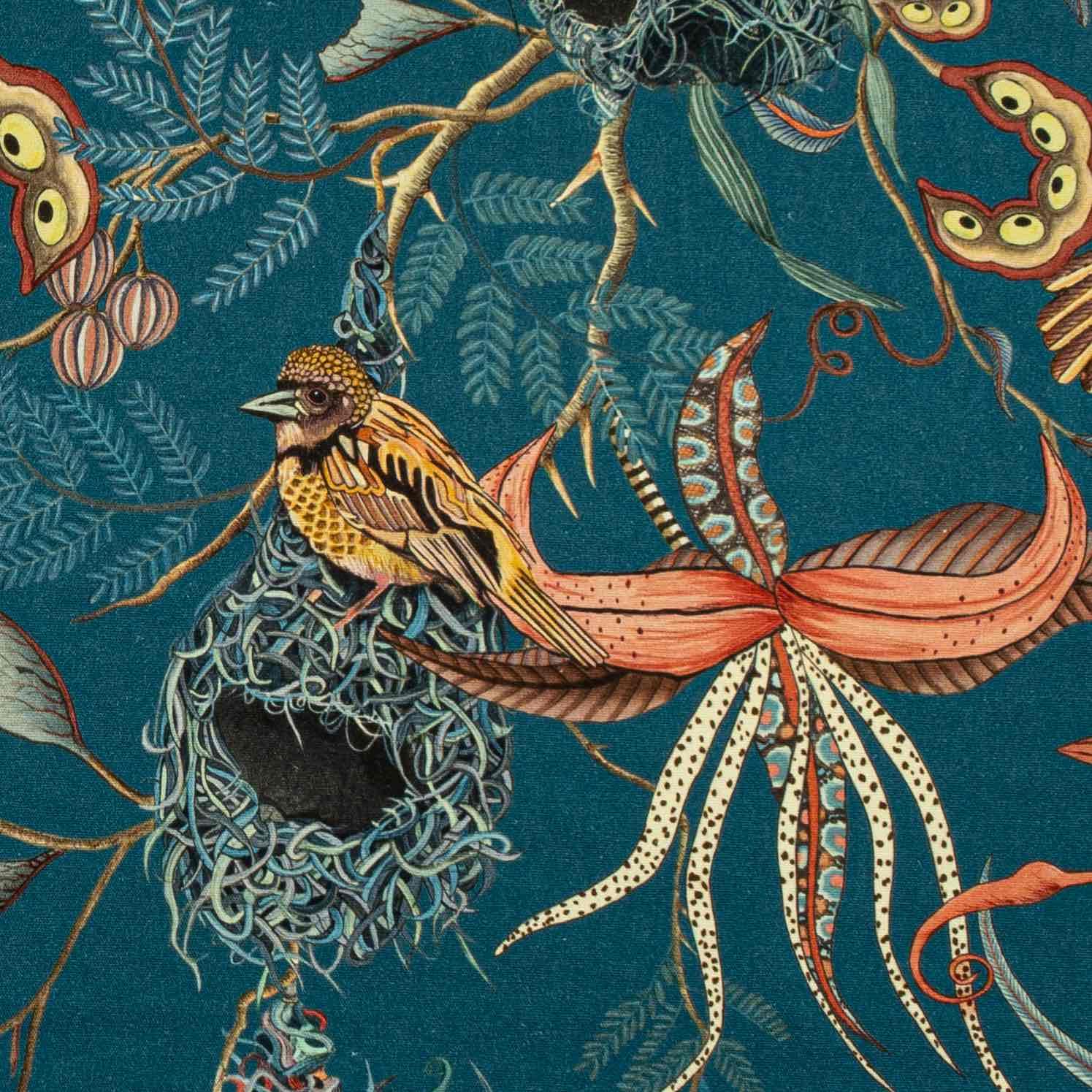 Thanda Nests Fabric - Linen - Midnight