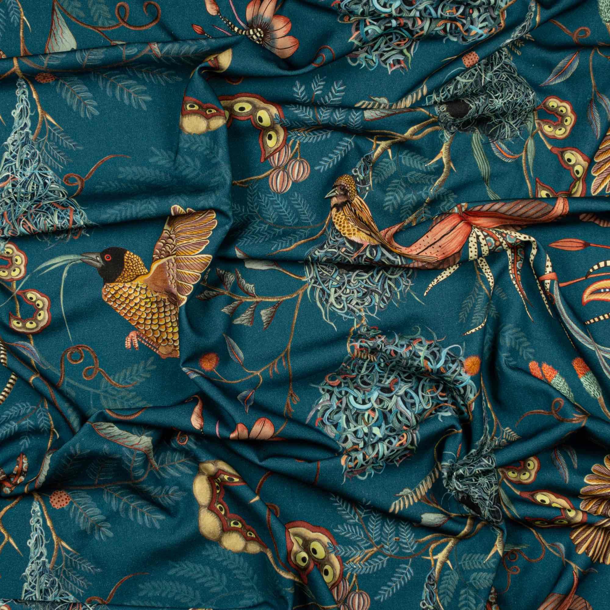Thanda Nests Fabric - Linen - Midnight