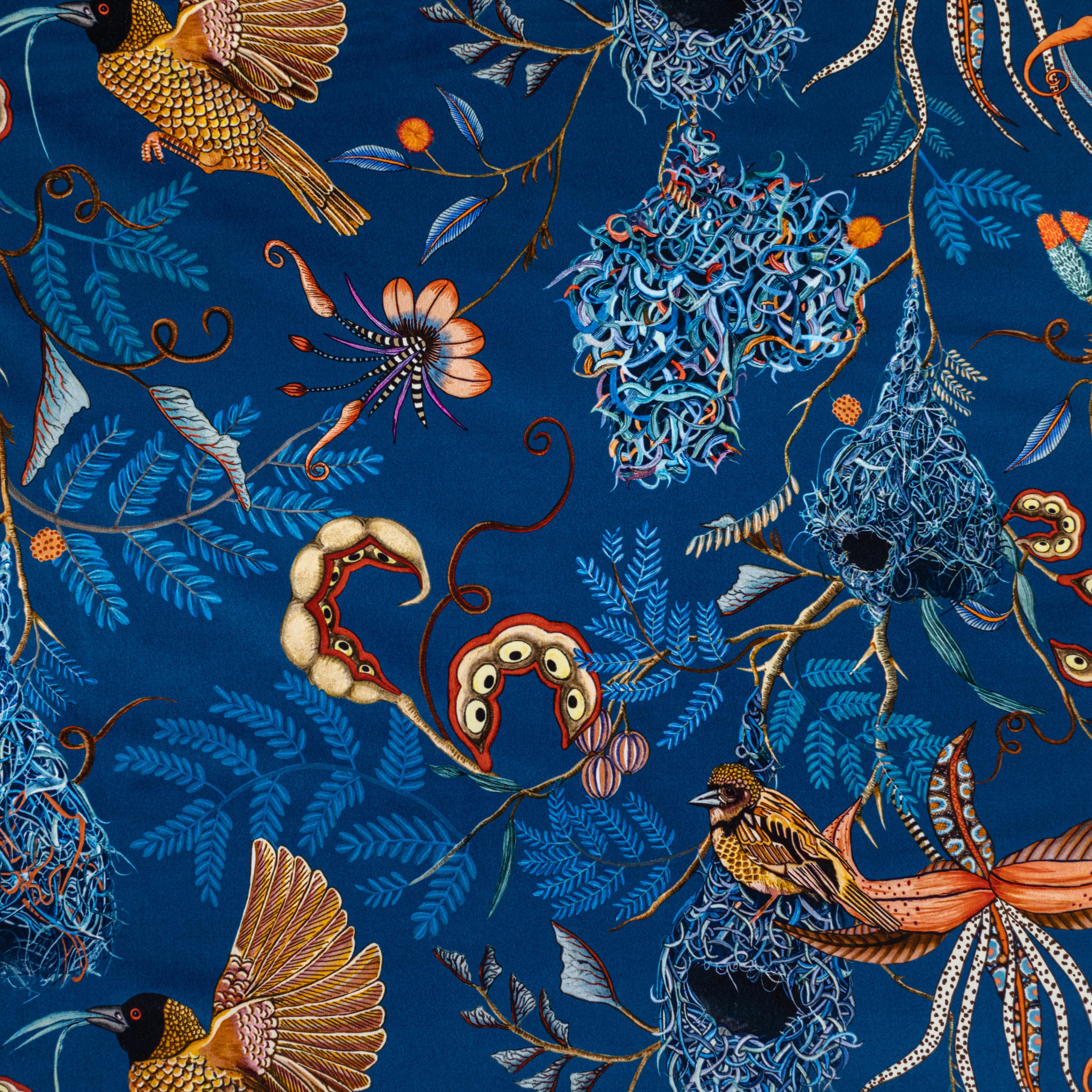 Thanda Nests Fabric - Velvet - Midnight