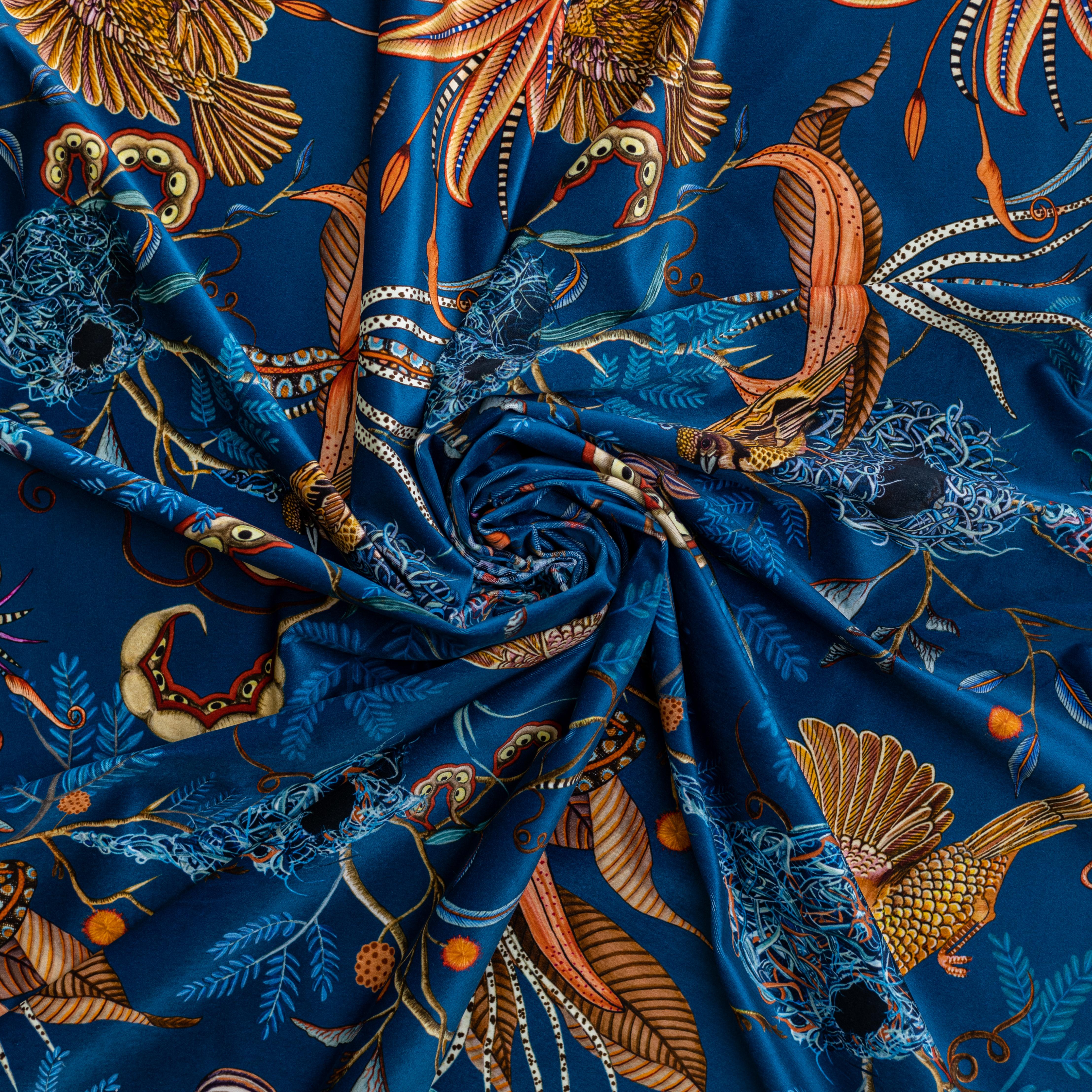 Thanda Nests Fabric - Velvet - Midnight