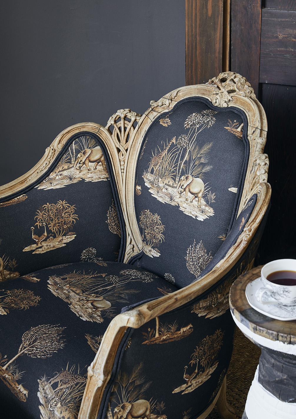 Thanda Toile Fabric - Linen - Gold