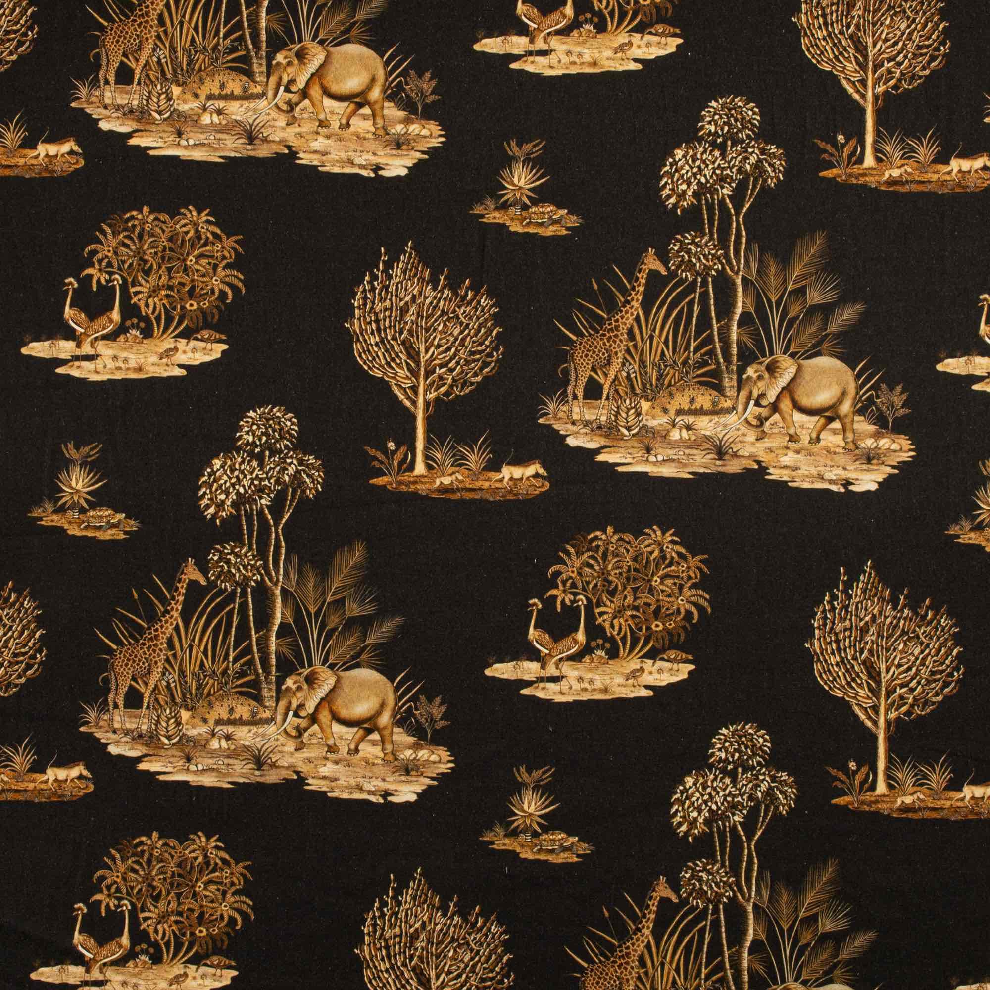 Thanda Toile Fabric - Linen - Gold