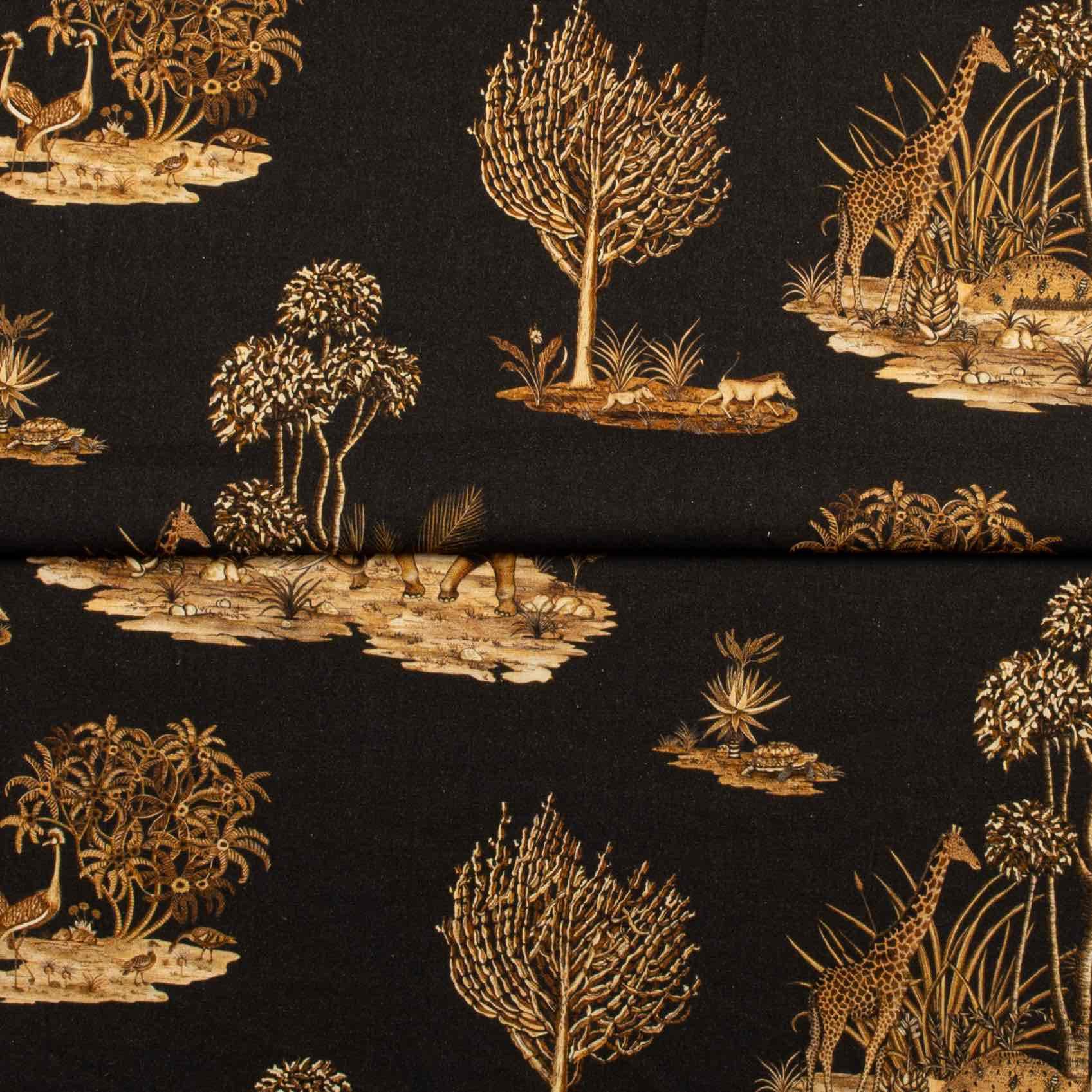 Thanda Toile Fabric - Linen - Gold