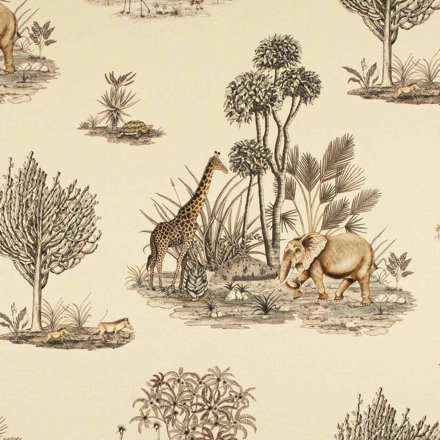 Thanda Toile Fabric - Linen - Stone