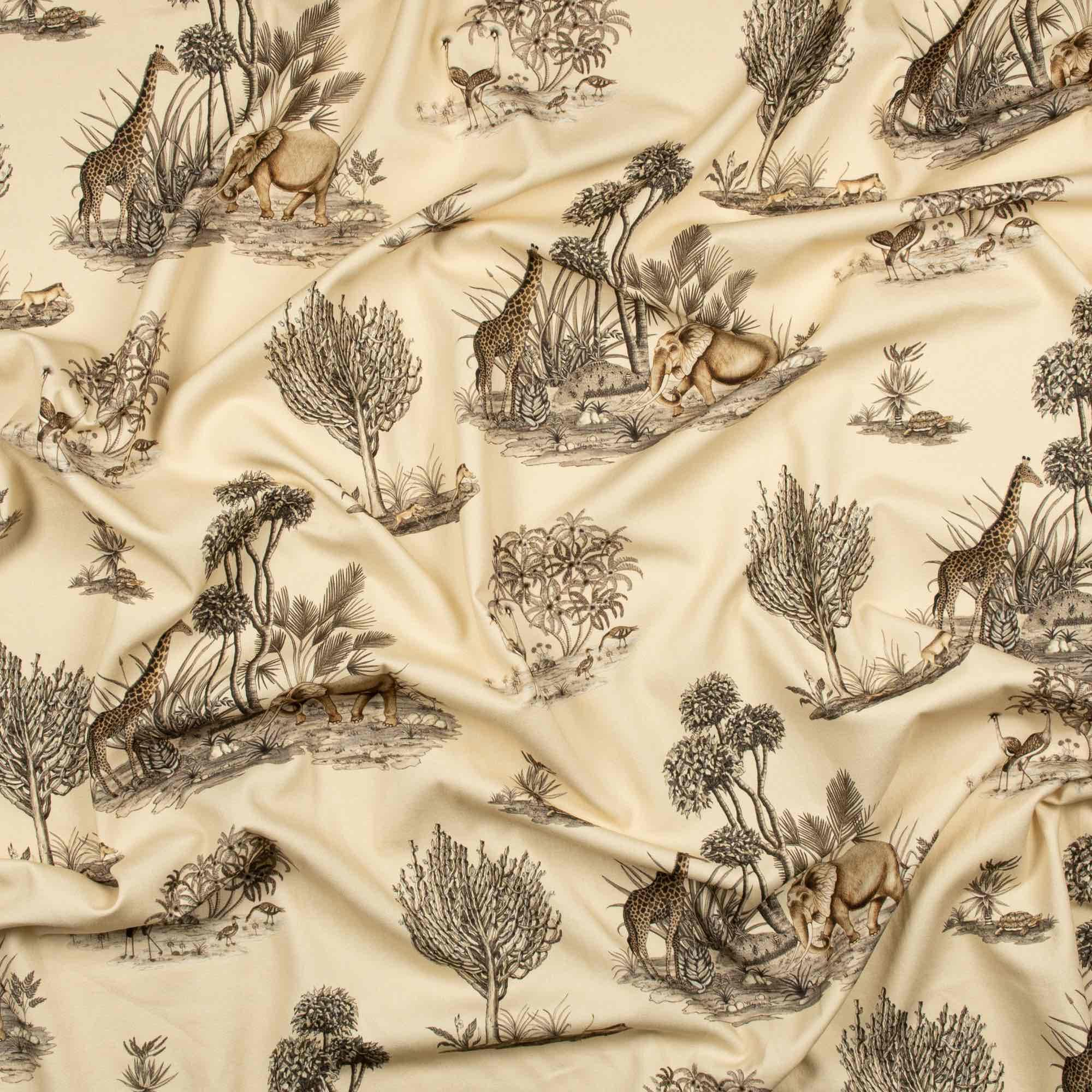 Thanda Toile Fabric - Linen - Stone