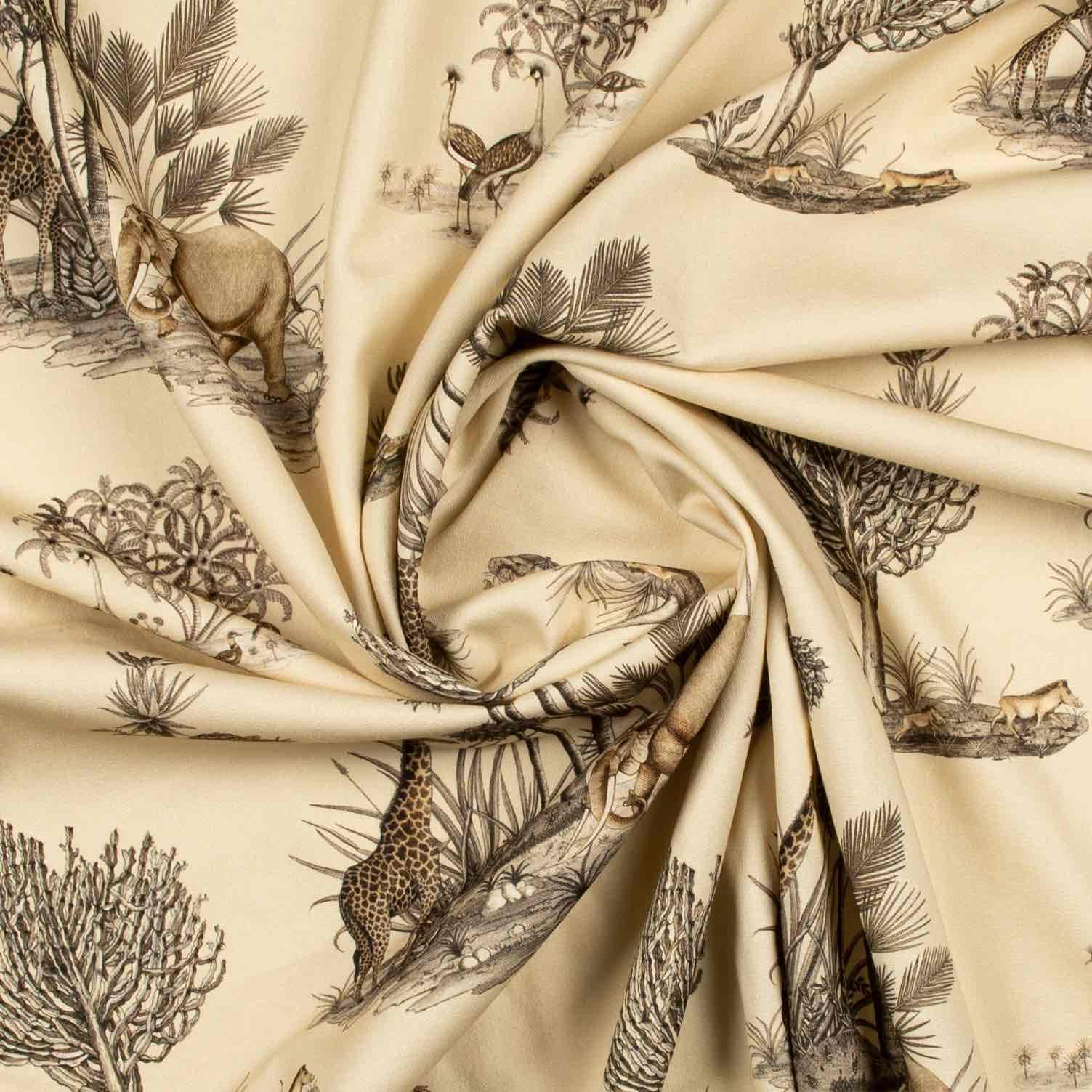 Thanda Toile Fabric - Linen - Stone