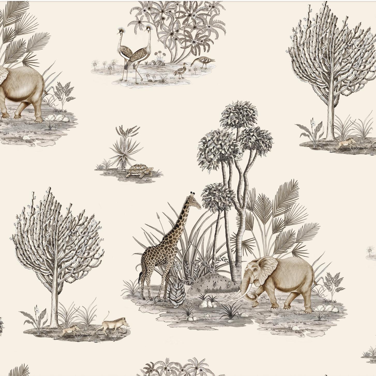 Thanda Toile Fabric - Linen - Stone