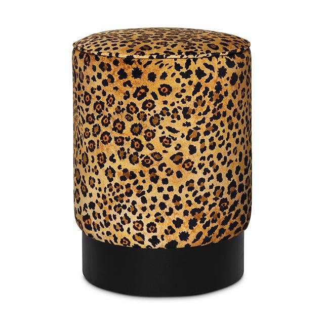 Safari Spot Velvet Pouf on Black Base - Gold