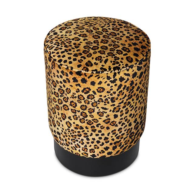 Safari Spot Velvet Pouf on Black Base - Gold