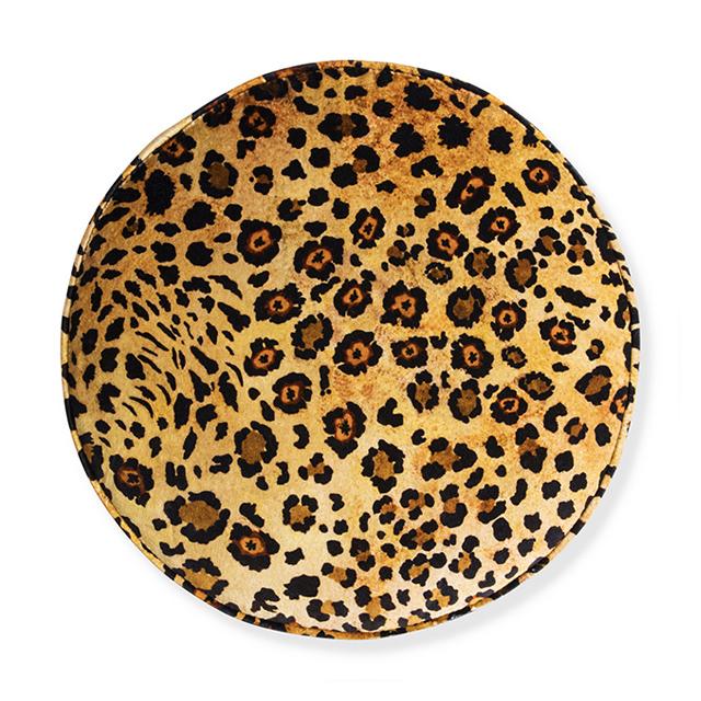 Safari Spot Velvet Pouf on Black Base - Gold