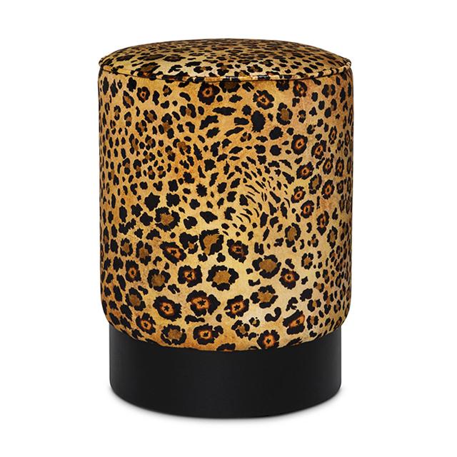 Safari Spot Velvet Pouf on Black Base - Gold