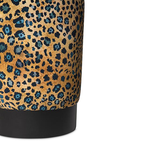 Safari Spot Velvet Pouf on Black Base - Midnight