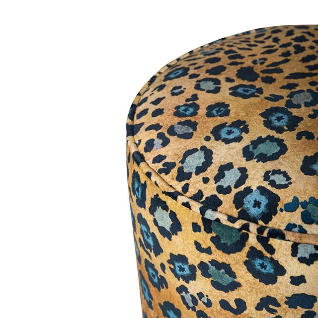 Safari Spot Velvet Pouf on Black Base - Midnight