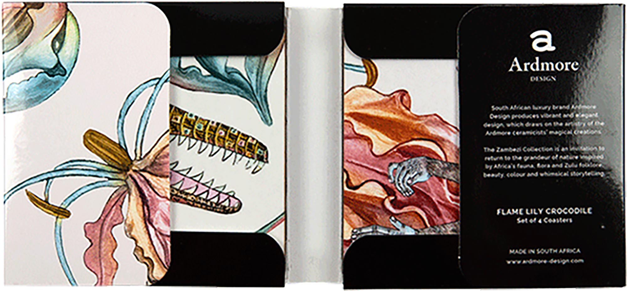 Flame Lily Crocodile Coasters (S/4) - Sandstone