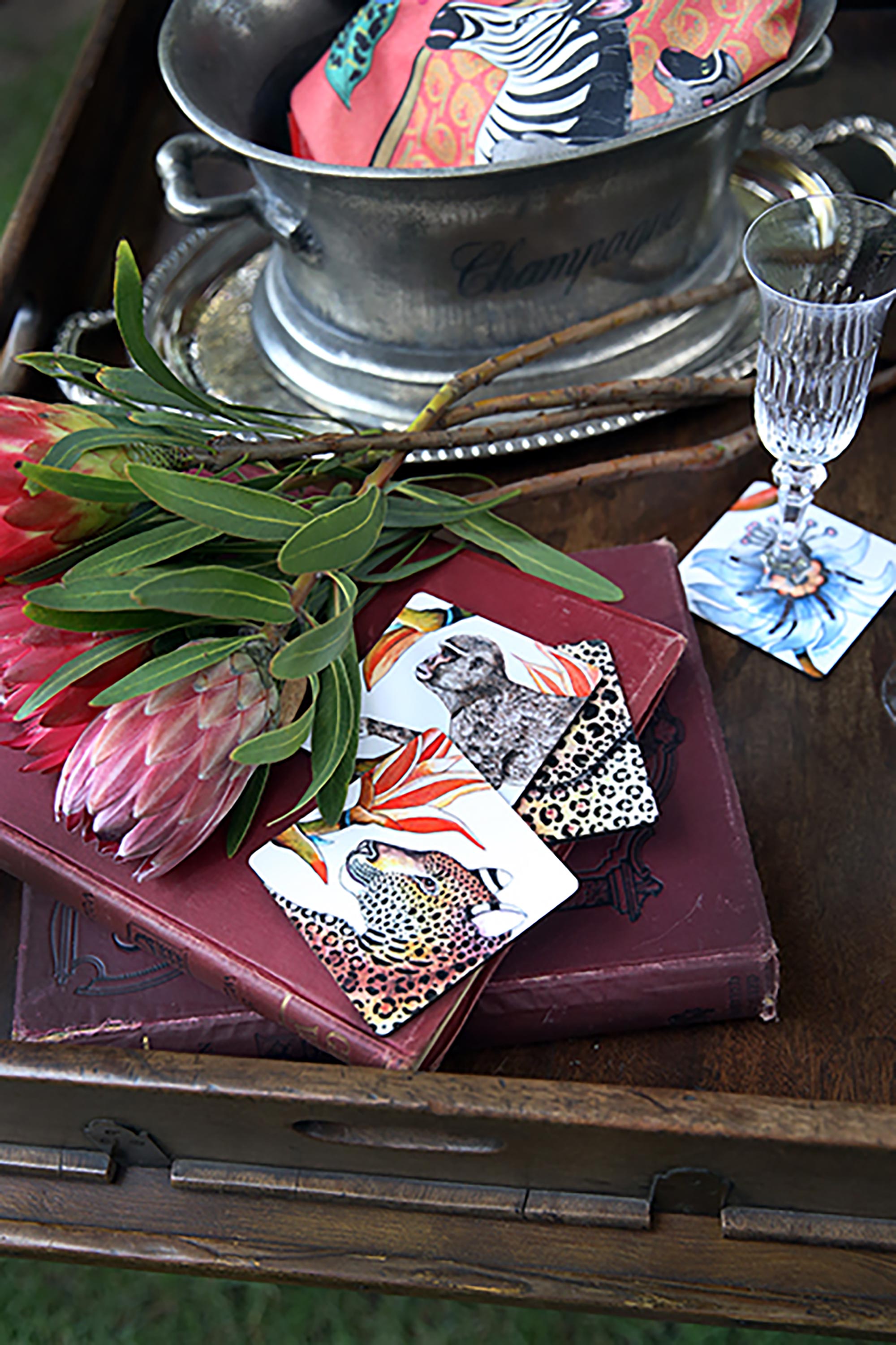 Flame Lily Crocodile Coasters (S/4) - Sandstone