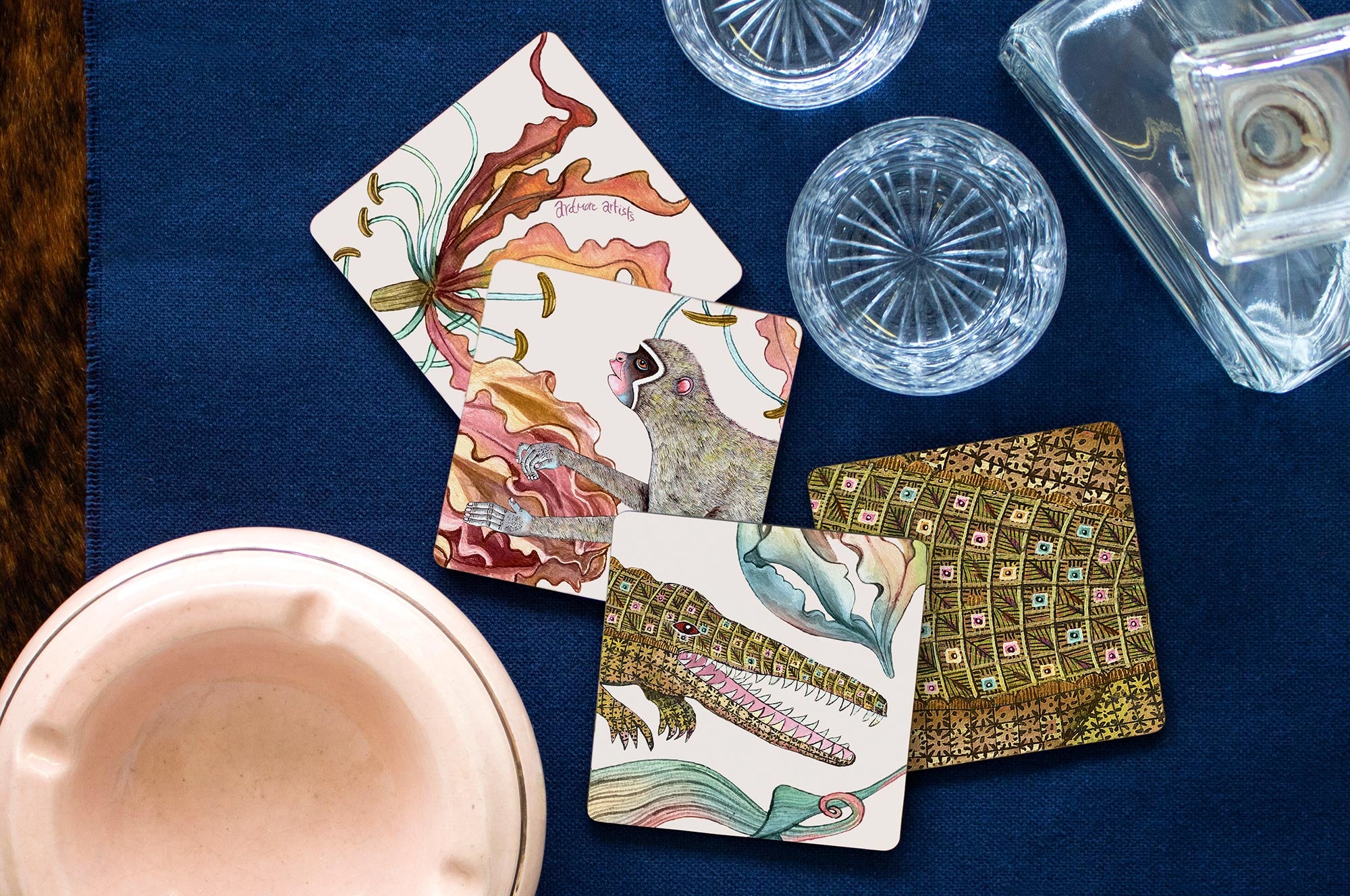 Flame Lily Crocodile Coasters (S/4) - Sandstone