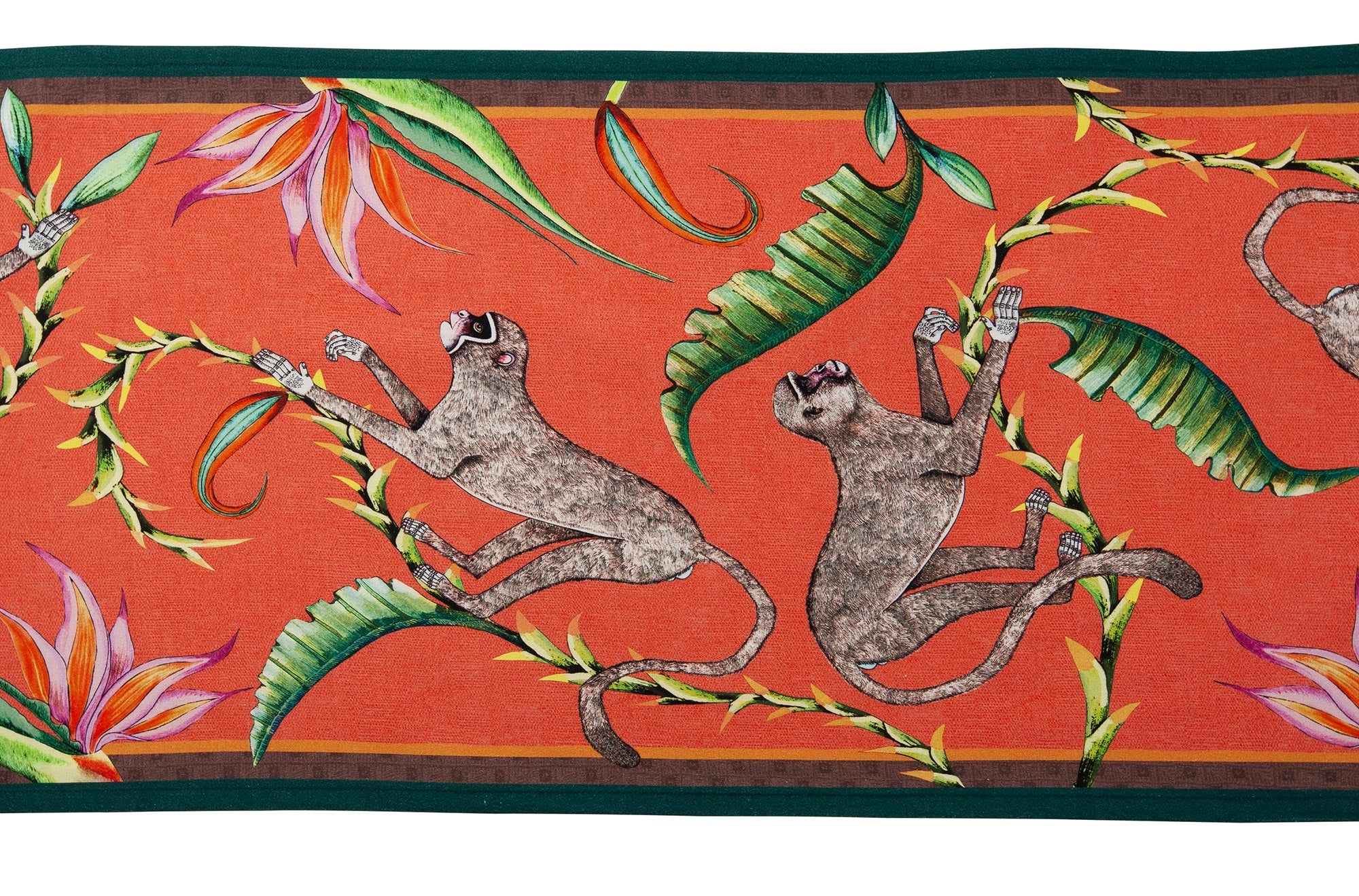 Monkey Paradise Table Runner - Coral
