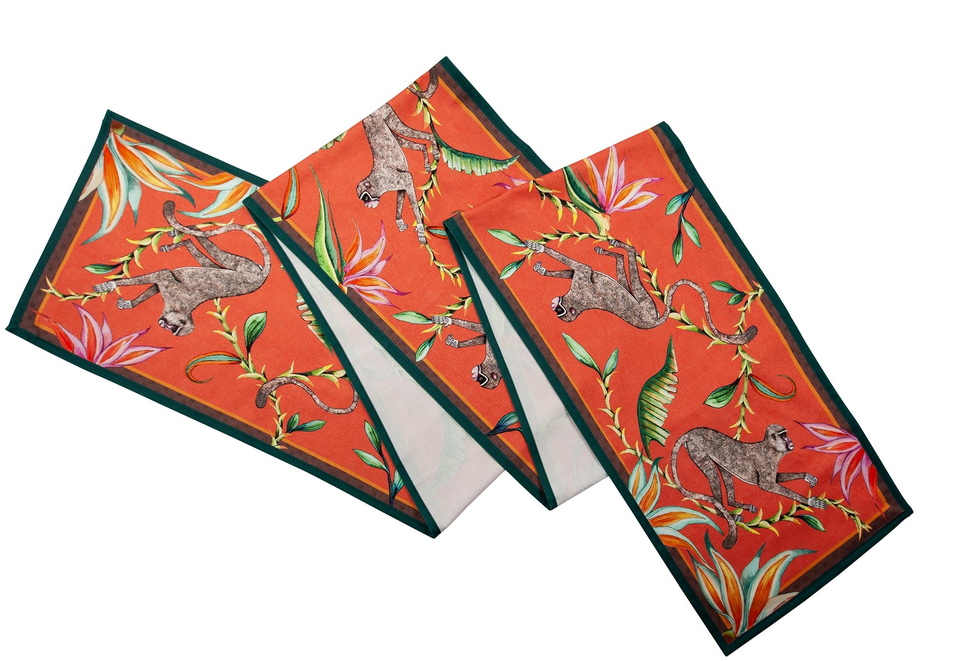 Monkey Paradise Table Runner - Coral