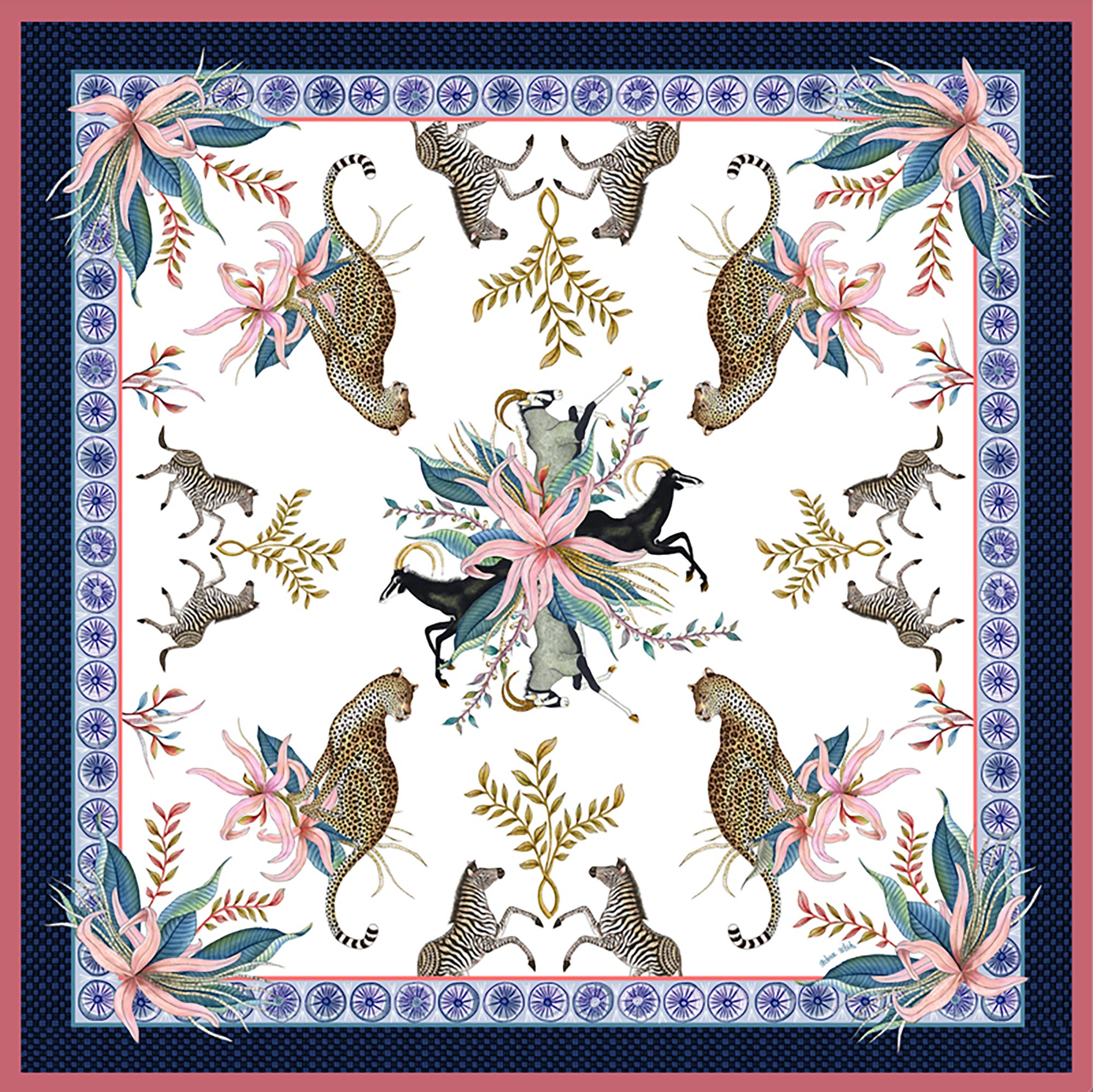 Leopard Lily Tablecloth - Cotton - Frost - Square
