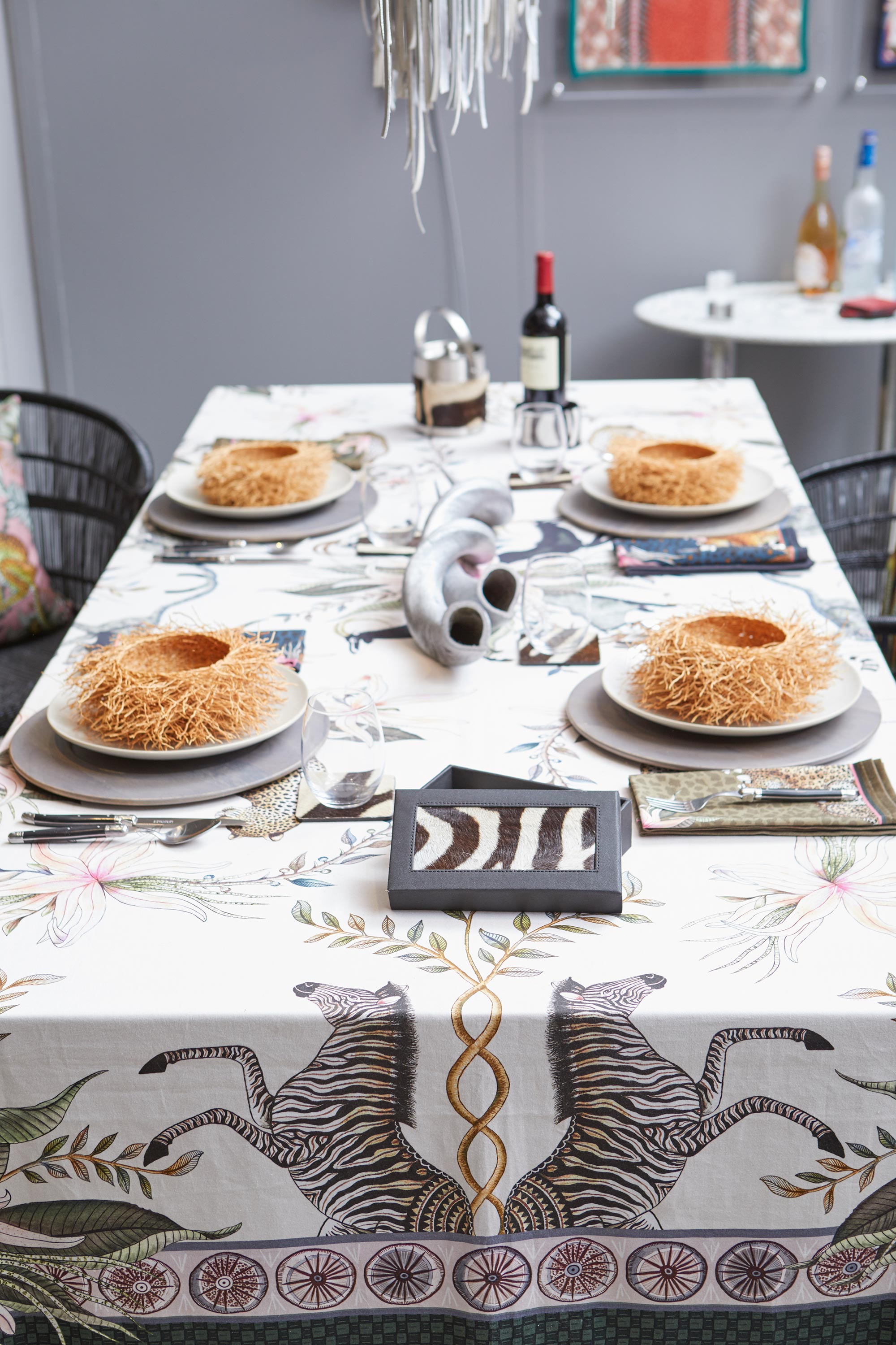 Leopard Lily Tablecloth - Cotton - Safari Stone - Small
