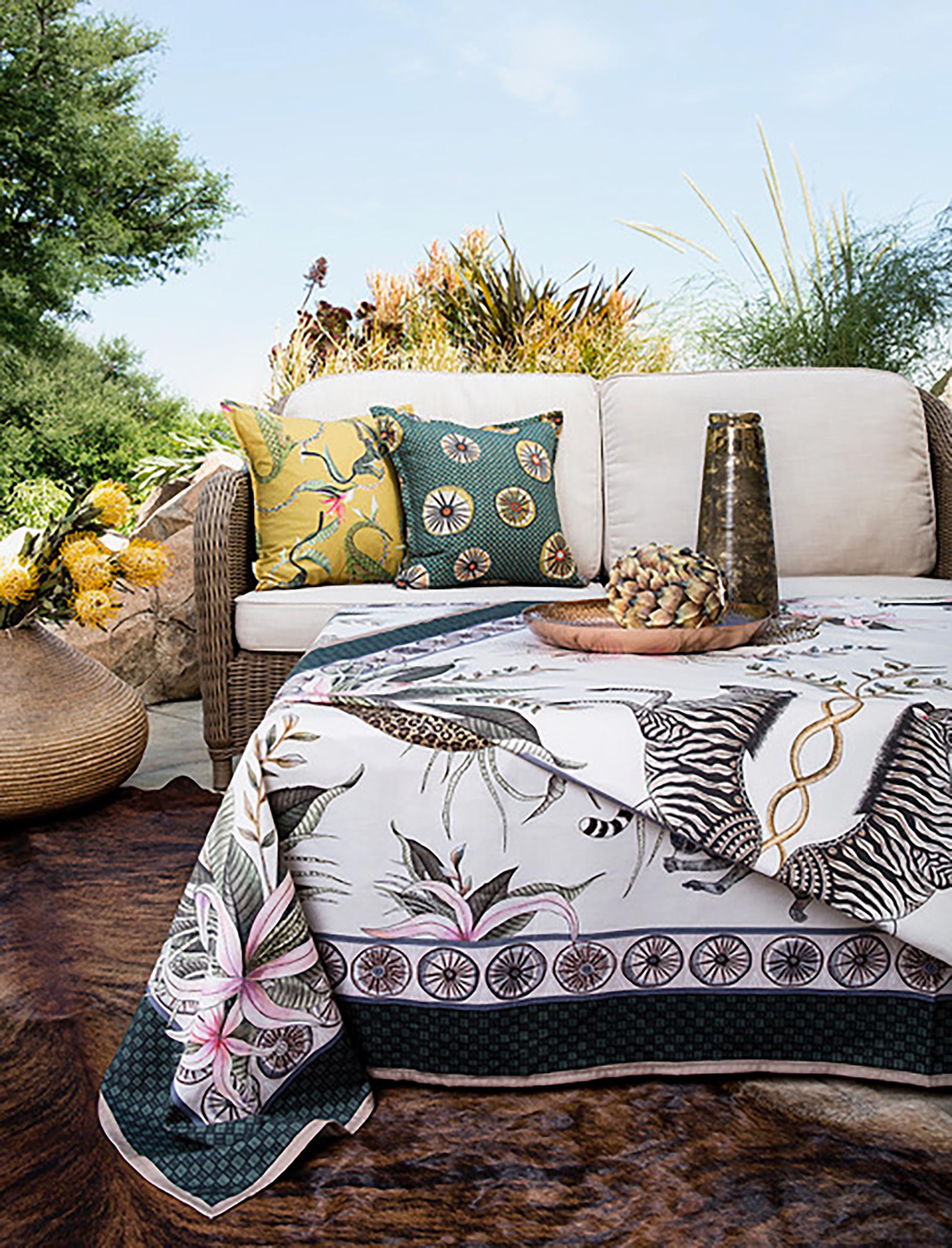 Leopard Lily Tablecloth - Cotton - Safari Stone - Small