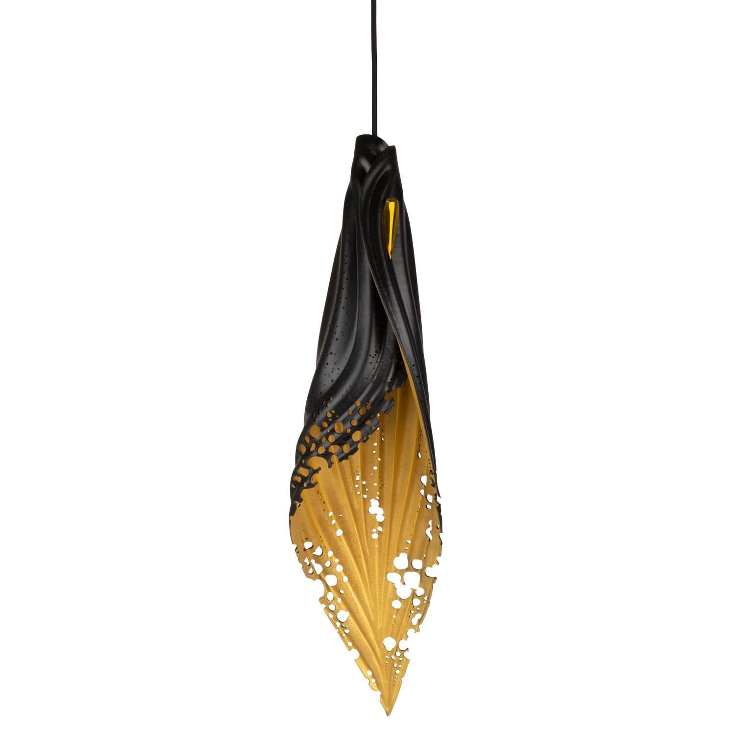 Pierced Blade 3-Piece Leather Pendant - Black/Gold