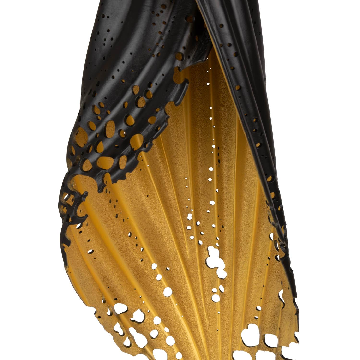 Pierced Blade 3-Piece Leather Pendant - Black/Gold