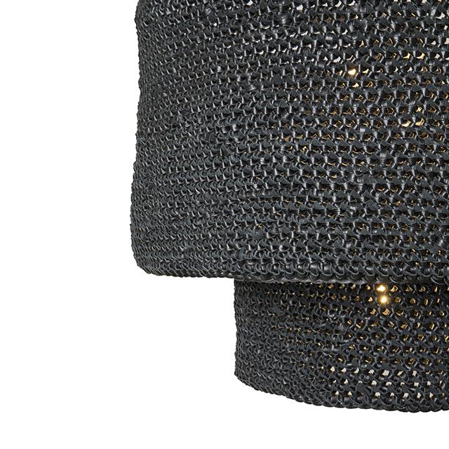 Kubili Crocheted Leather Tiered Chandelier in Black Leather