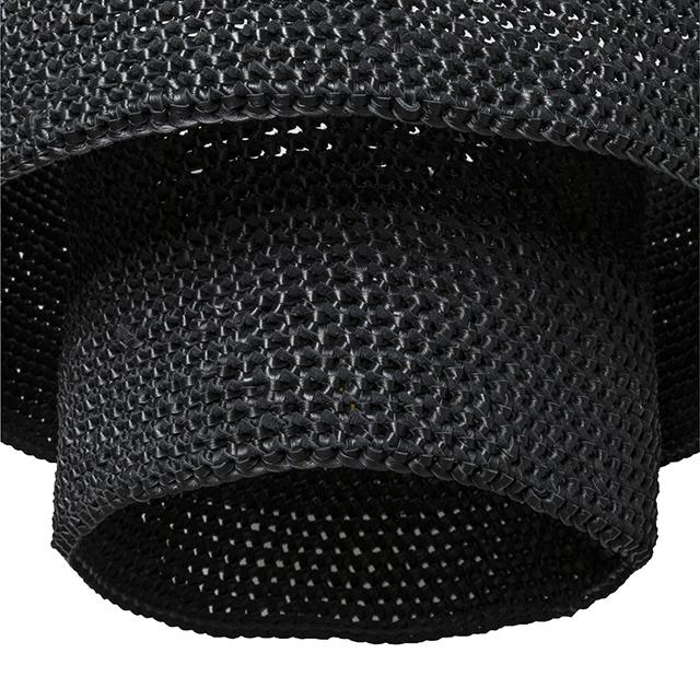 Kubili Crocheted Leather Tiered Chandelier in Black Leather