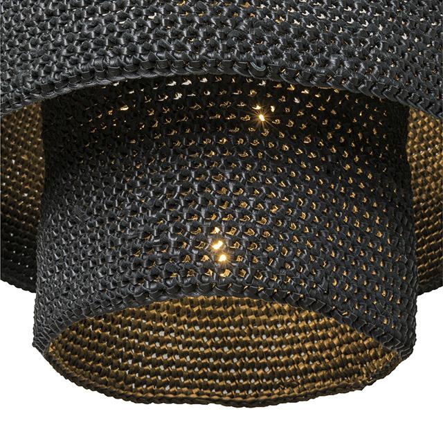 Kubili Crocheted Leather Tiered Chandelier in Black Leather