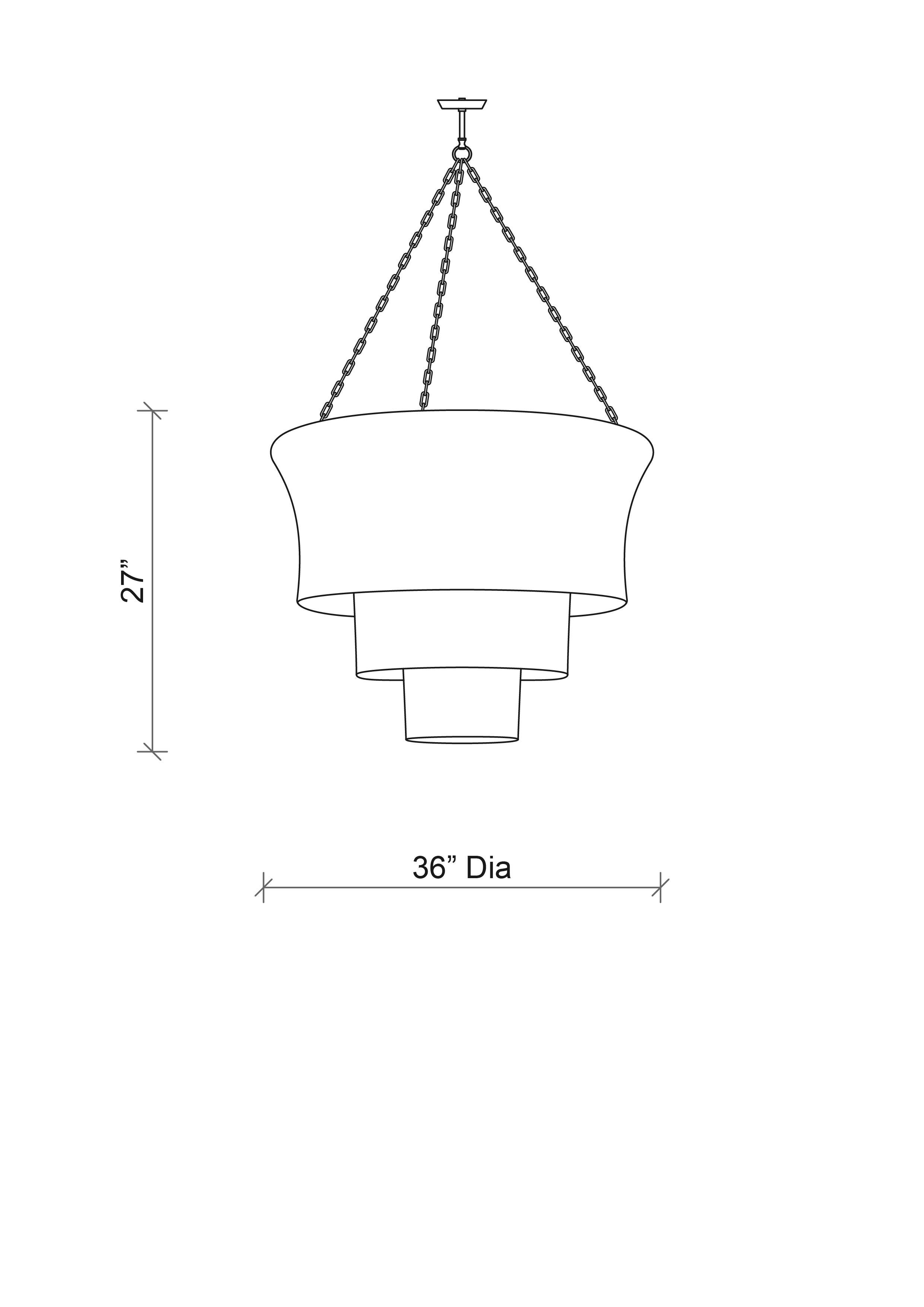 Tathu Crocheted Leather Tiered Chandelier in Cream-Stone Leather