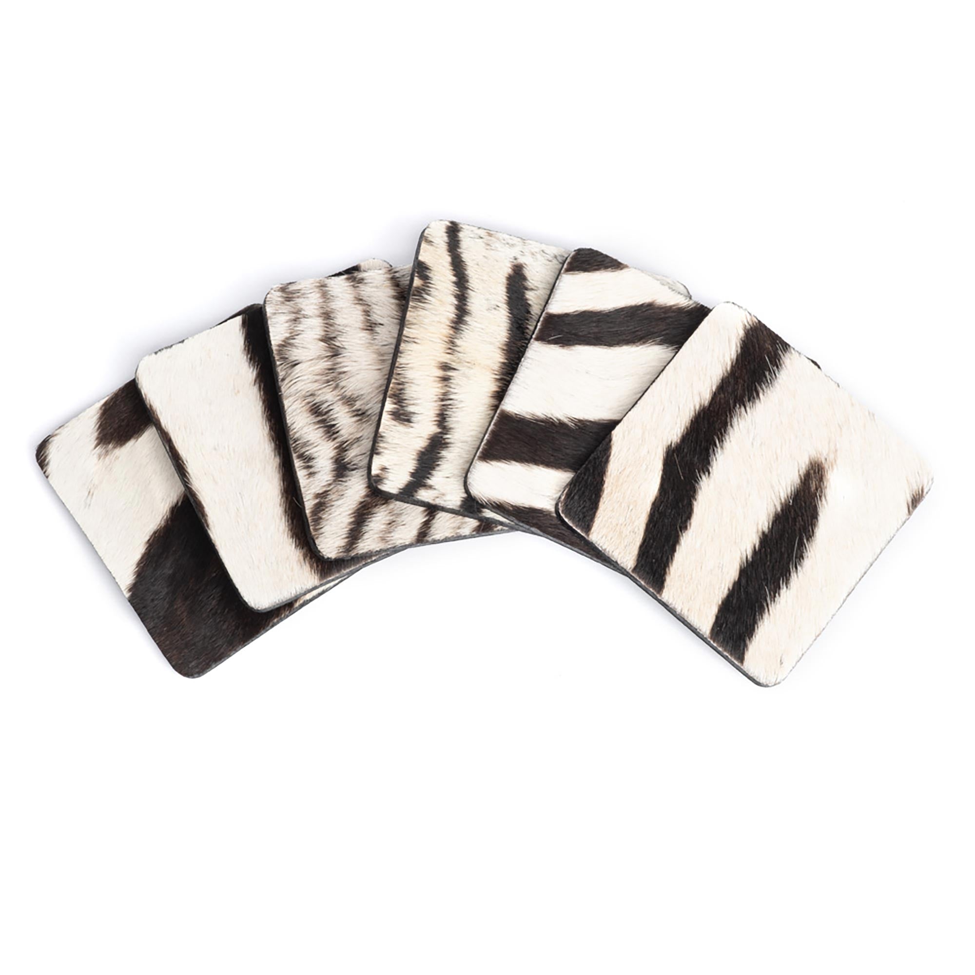 Zebra Hide Coasters w/ Tie (s/6)
