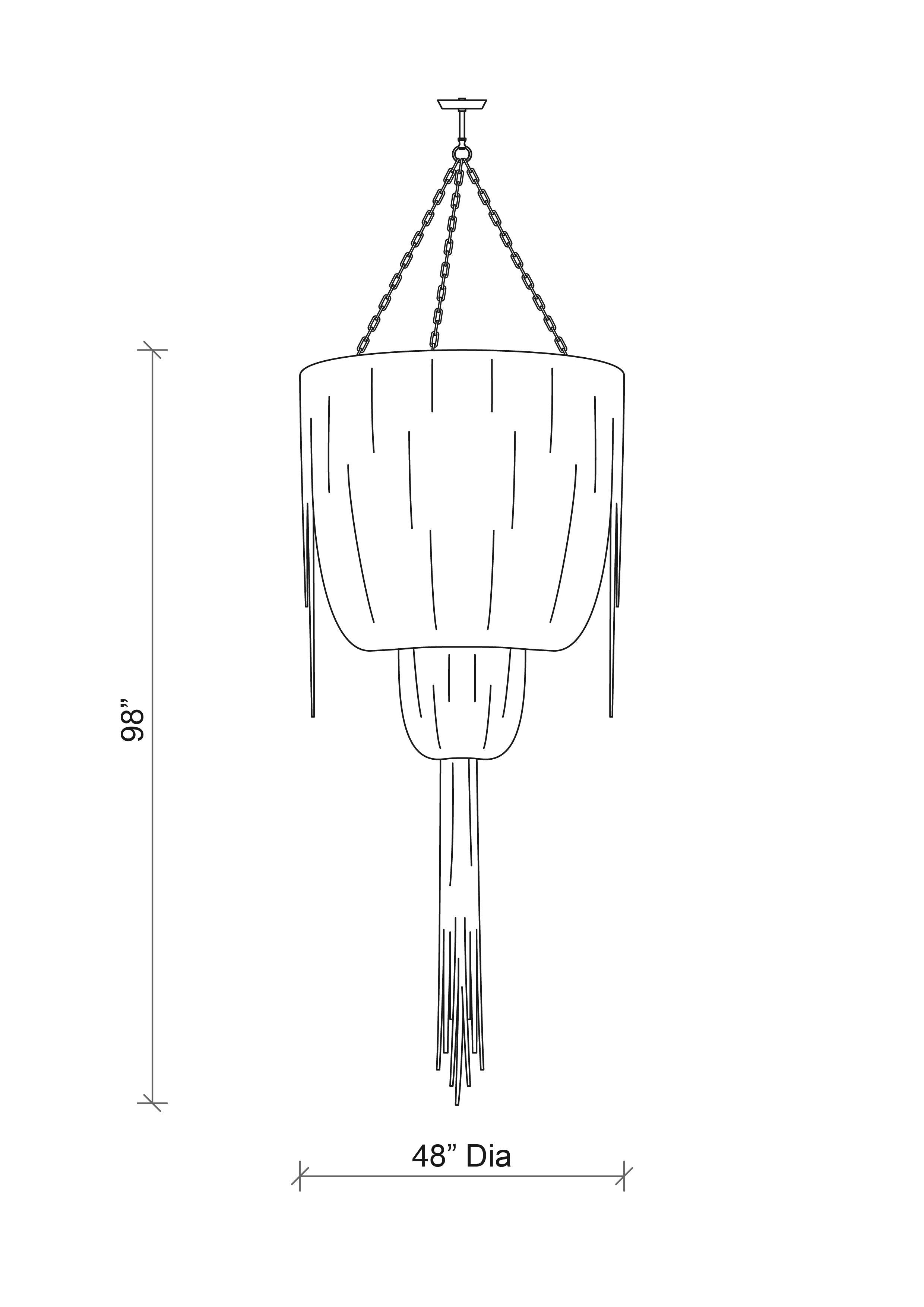 Large Round Double-Ball Urchin Leather Chandelier in Premium Leather