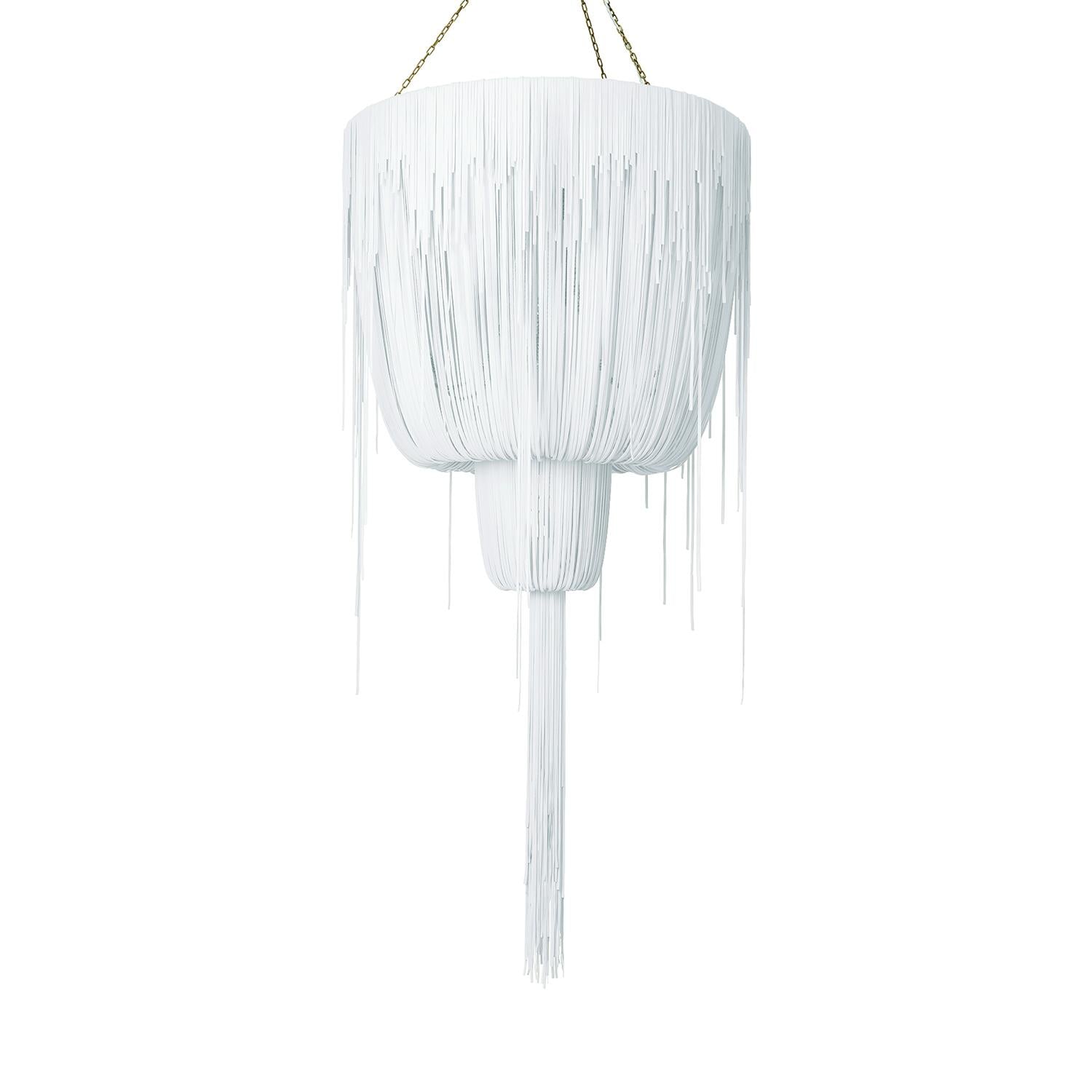 Large Round Double-Ball Urchin Leather Chandelier in Premium Leather