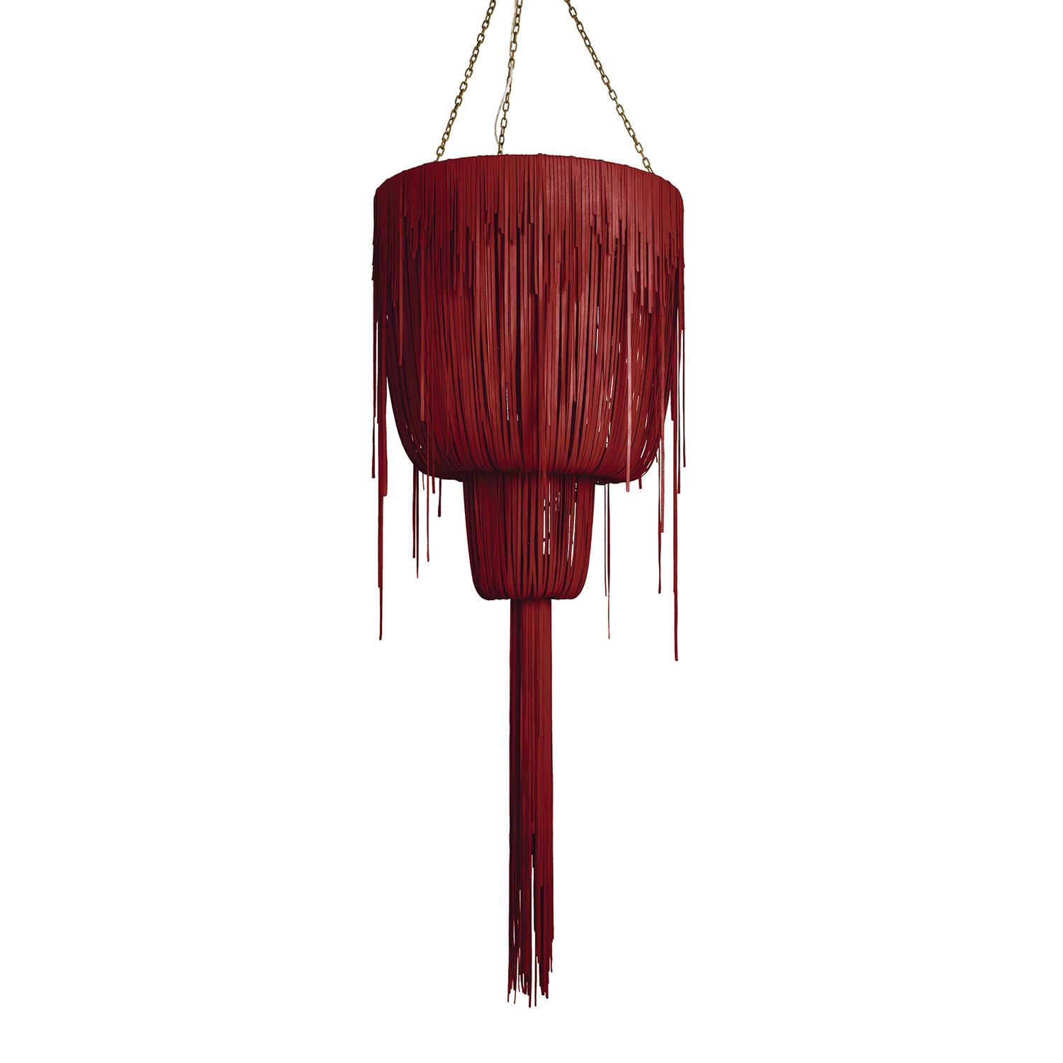 Medium Round Double-Ball Urchin Leather Chandelier in NeKeia Leather