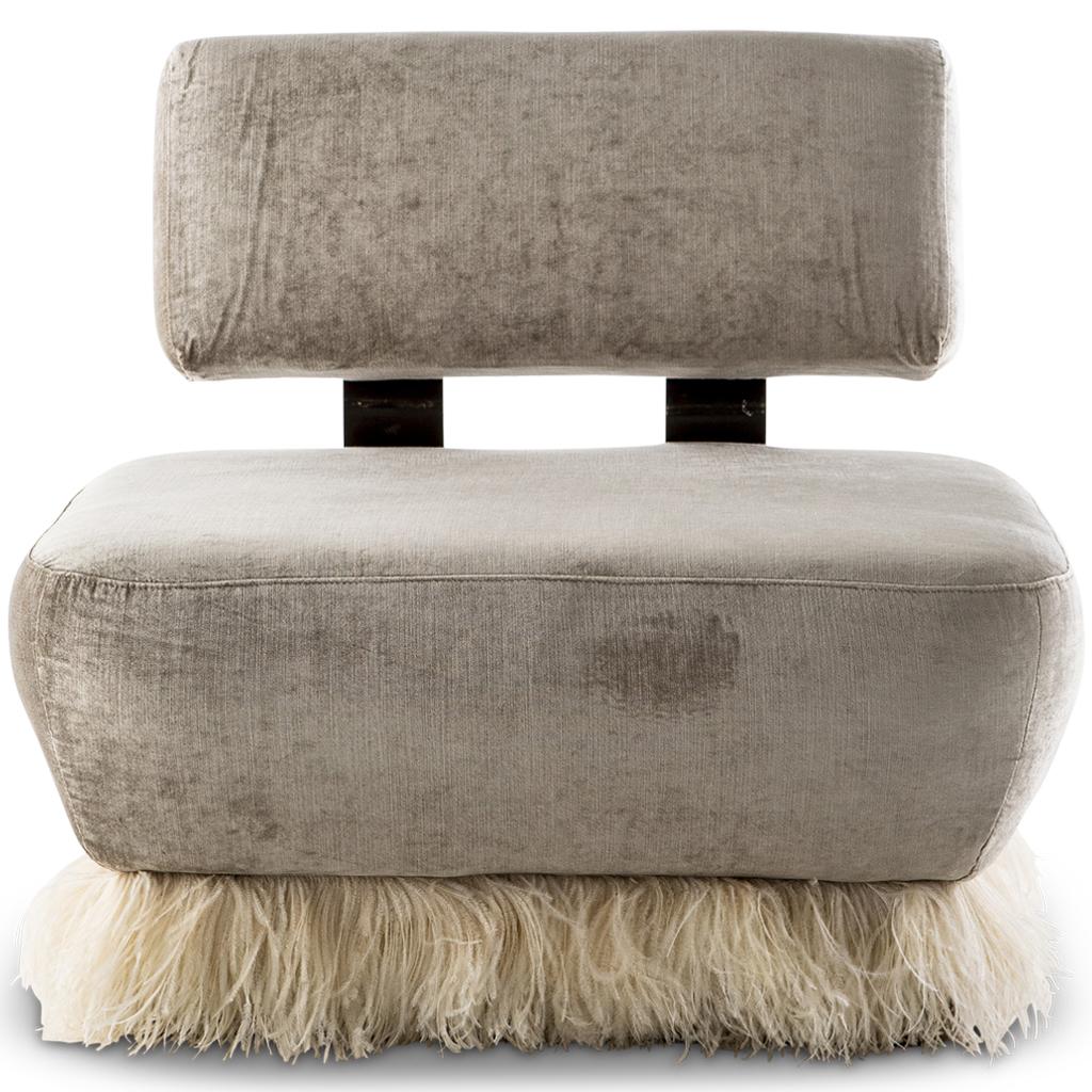 Ostrich Fluff Lounge Chair - Cream