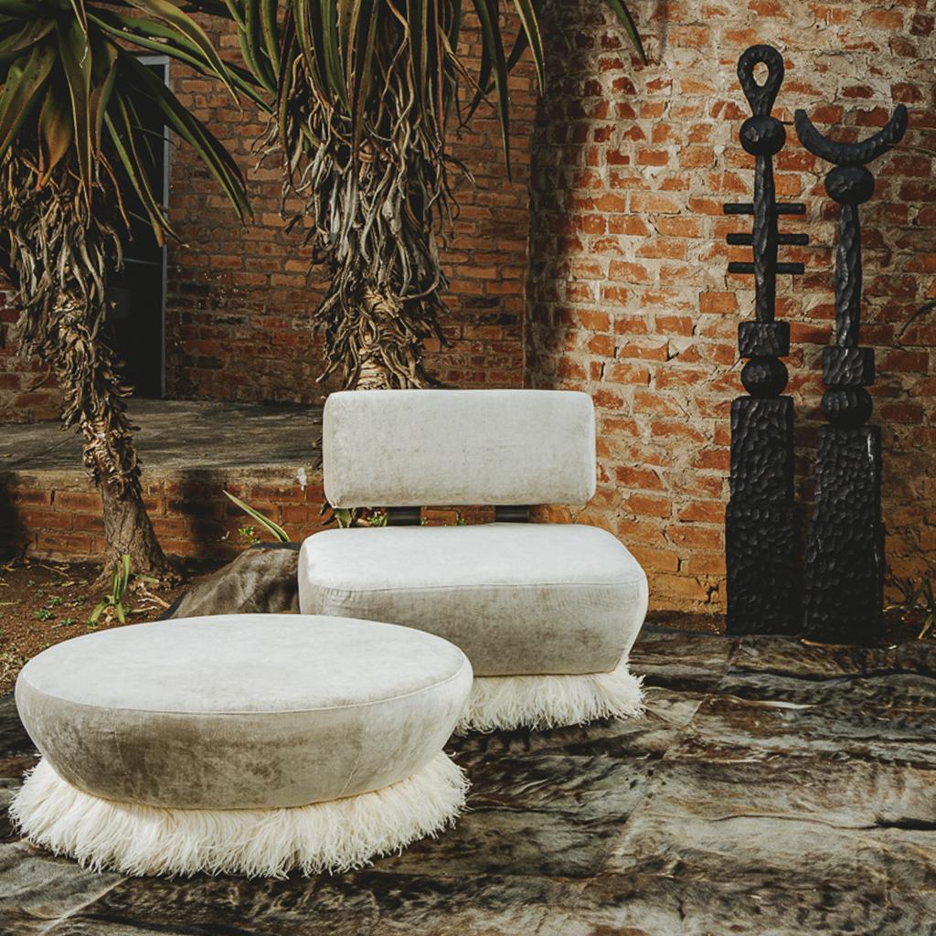 Ostrich Fluff Lounge Chair - Cream