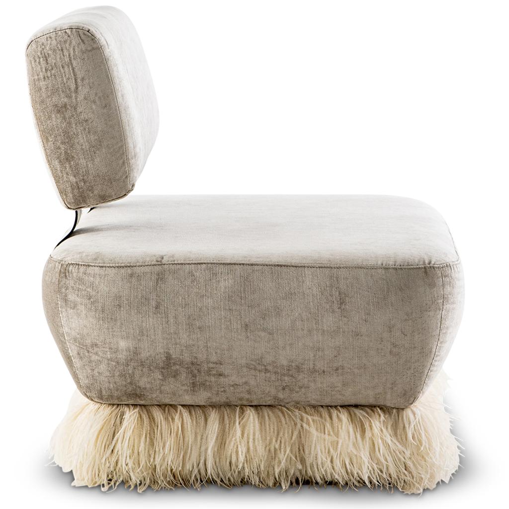 Ostrich Fluff Lounge Chair - Cream