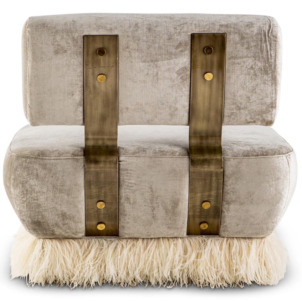 Ostrich Fluff Lounge Chair - Cream