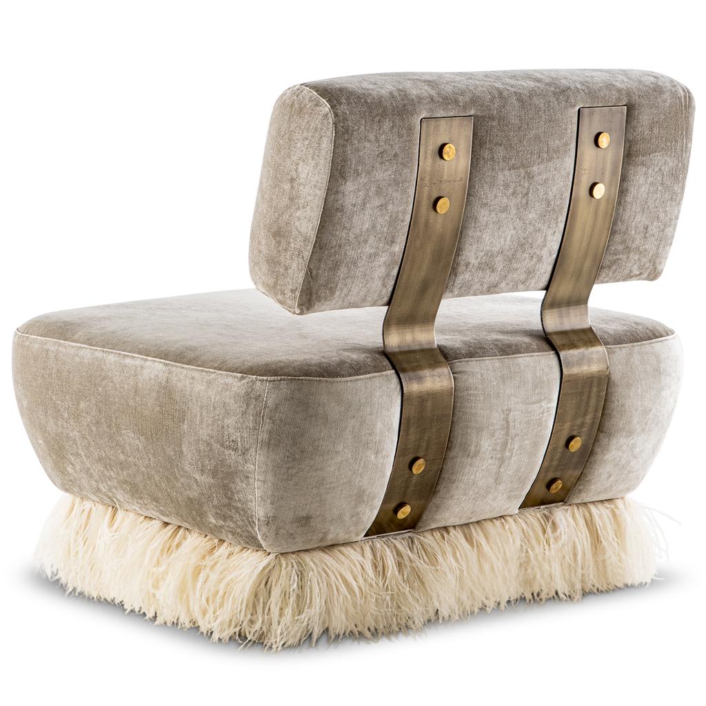 Ostrich Fluff Lounge Chair - Cream