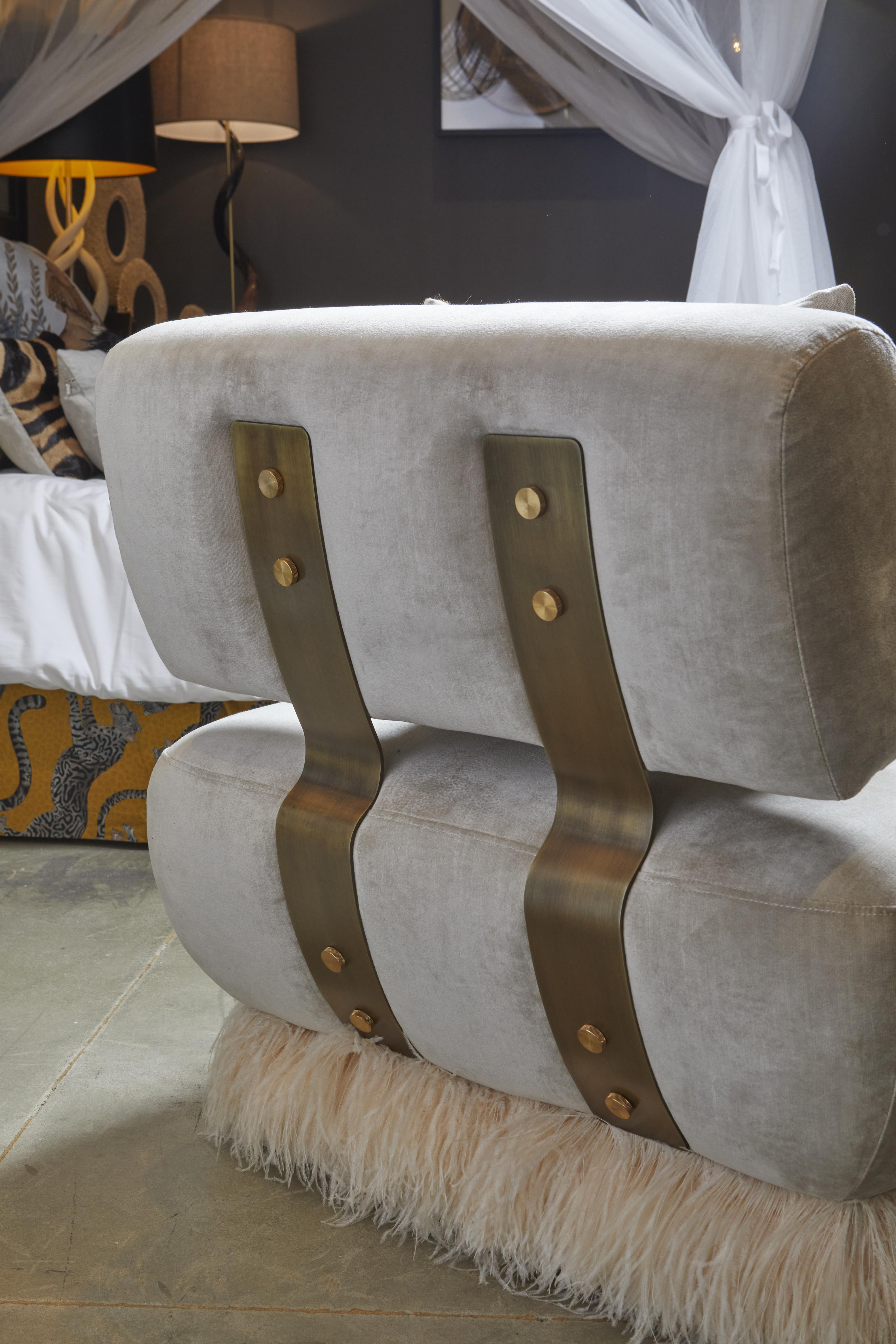 Ostrich Fluff Lounge Chair - Cream