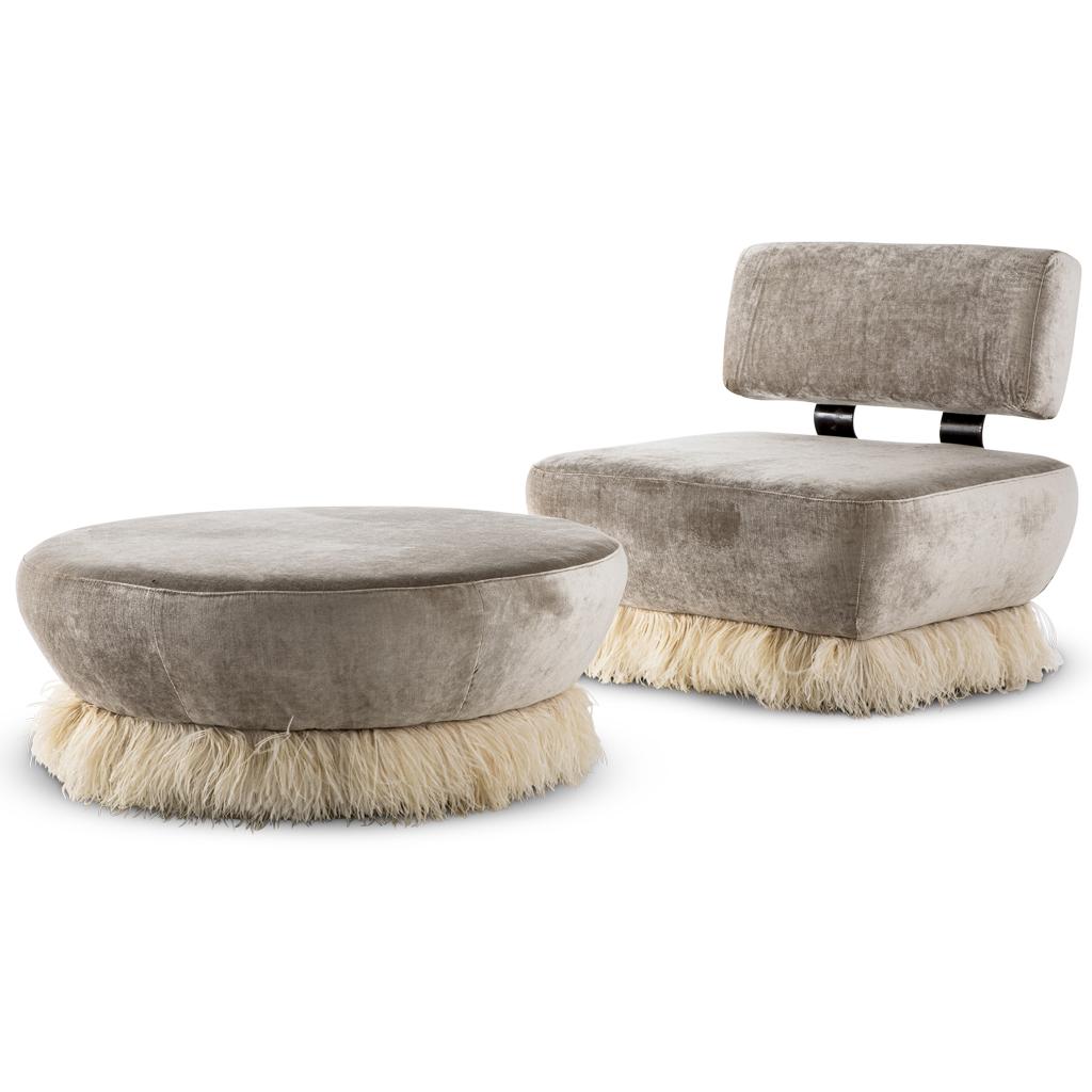 Ostrich Fluff Lounge Chair - Cream