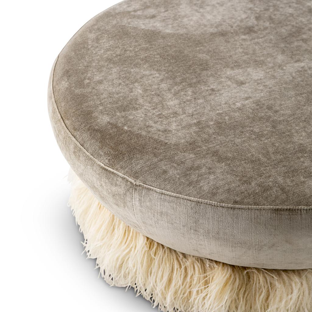 Ostrich Fluff Round Ottoman - Large